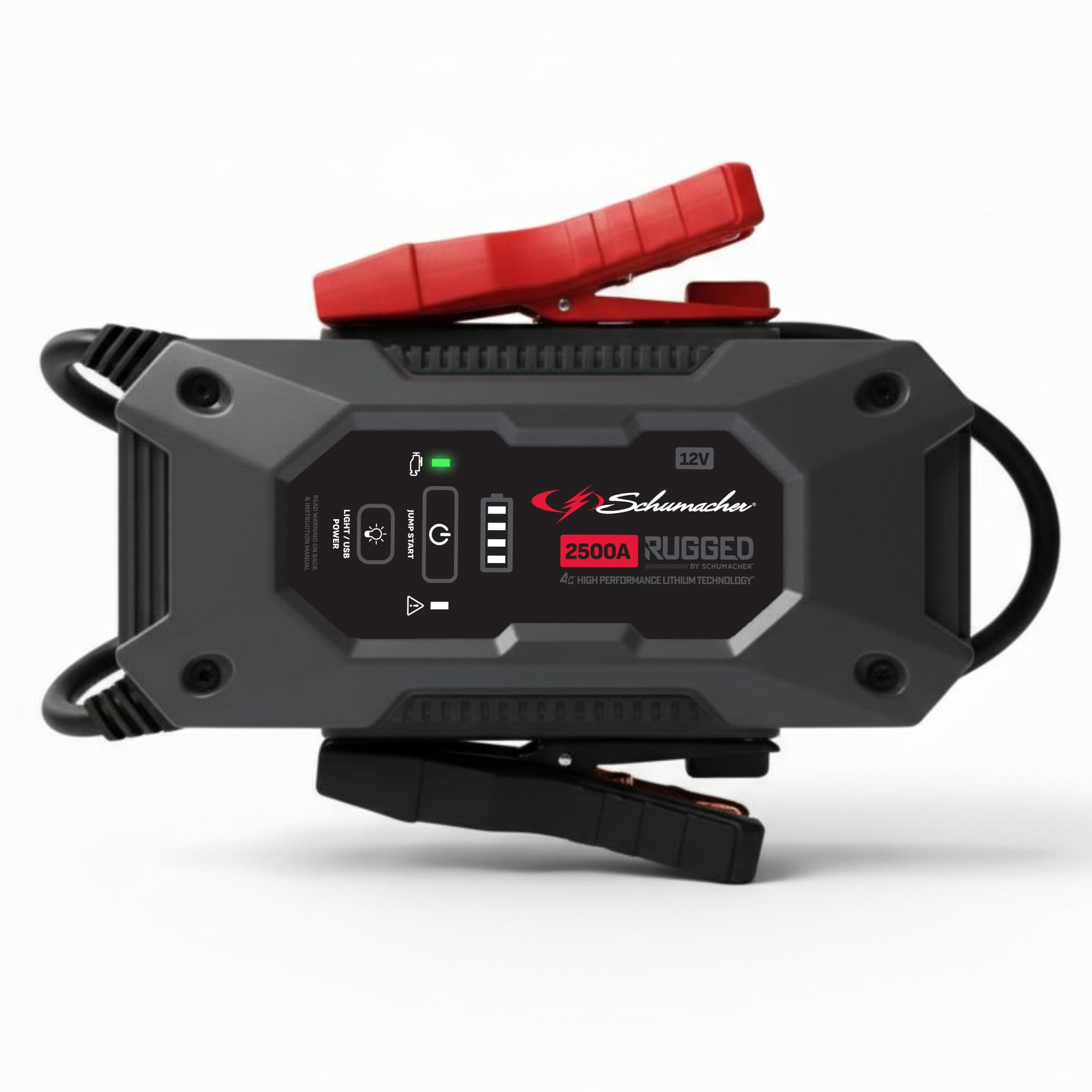 Schumacher Electric Rugged 2500A Lithium Car Battery Jump Starter and Power pack/Jump Box, USB Charging, 12V Sport, Auto, and Marine Batteries, SL1596