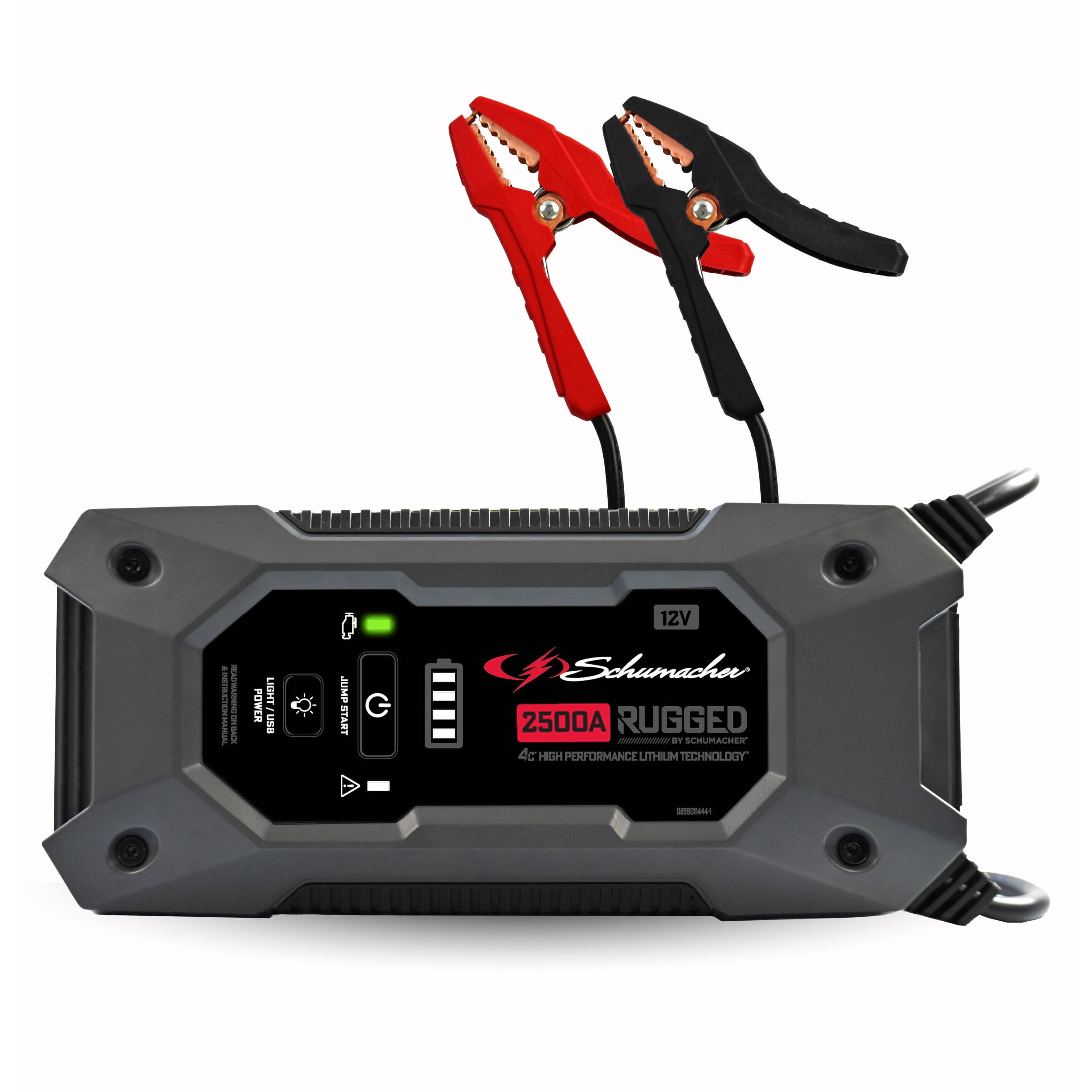 Schumacher Electric Rugged 2500A Lithium Car Battery Jump Starter and Power pack/Jump Box, USB Charging, 12V Sport, Auto, and Marine Batteries, SL1596