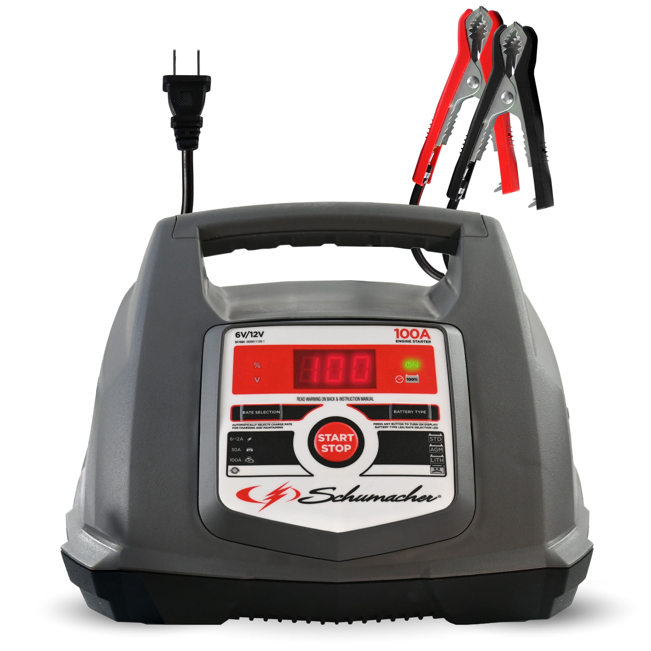 Schumacher Electric 6A Car Battery Charger and 100A Engine Start, Maintainer, 30A Boost, Battery and Alternator Tester, 6V/12V Batteries, SC1564