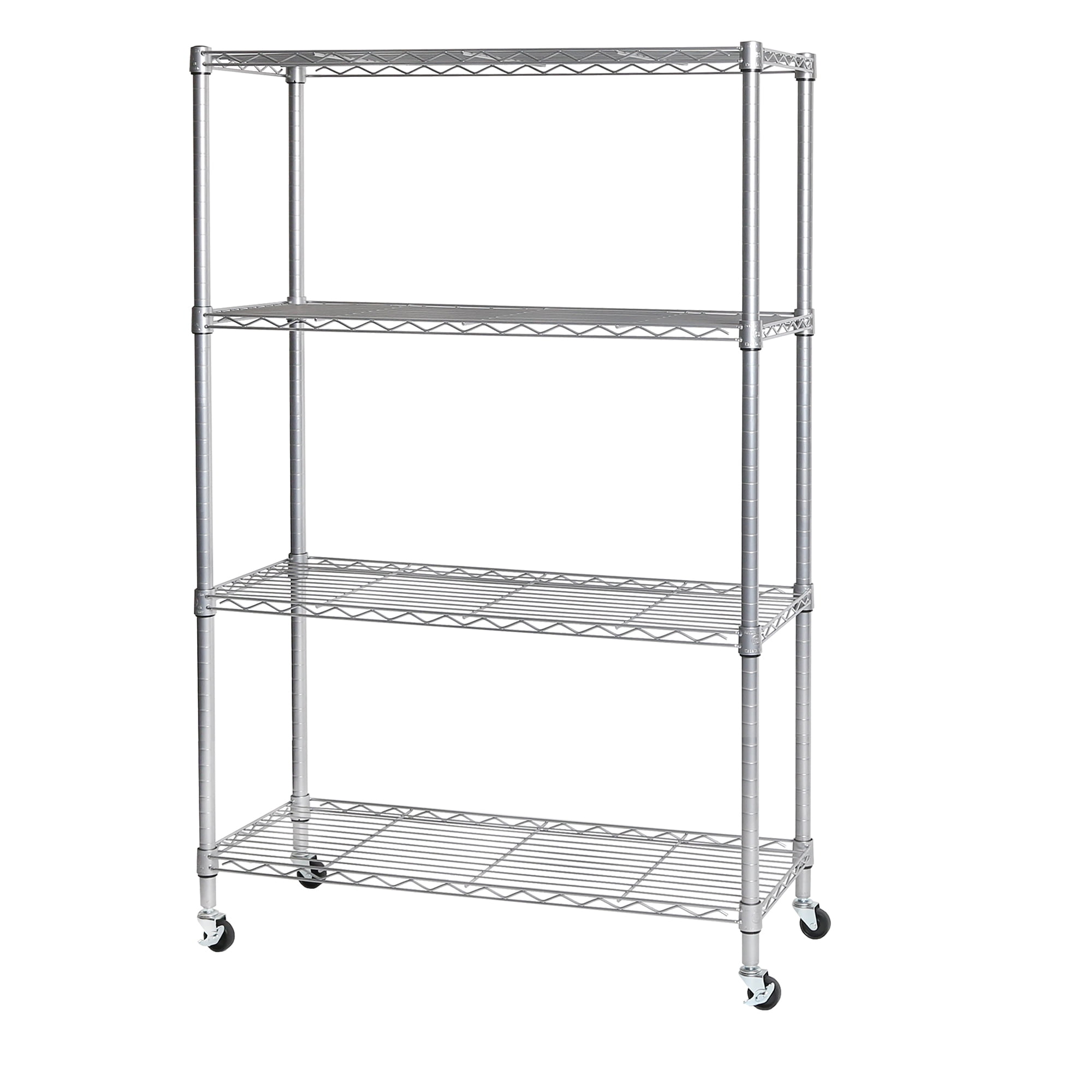 Seville Classics Solid Steel Wire Shelving Storage Unit Adjustable Shelves Organizer Rack, for Home, Kitchen, Office, Garage, Bedroom, Closet, Silver, 4-Tier, 36" W x 14" D