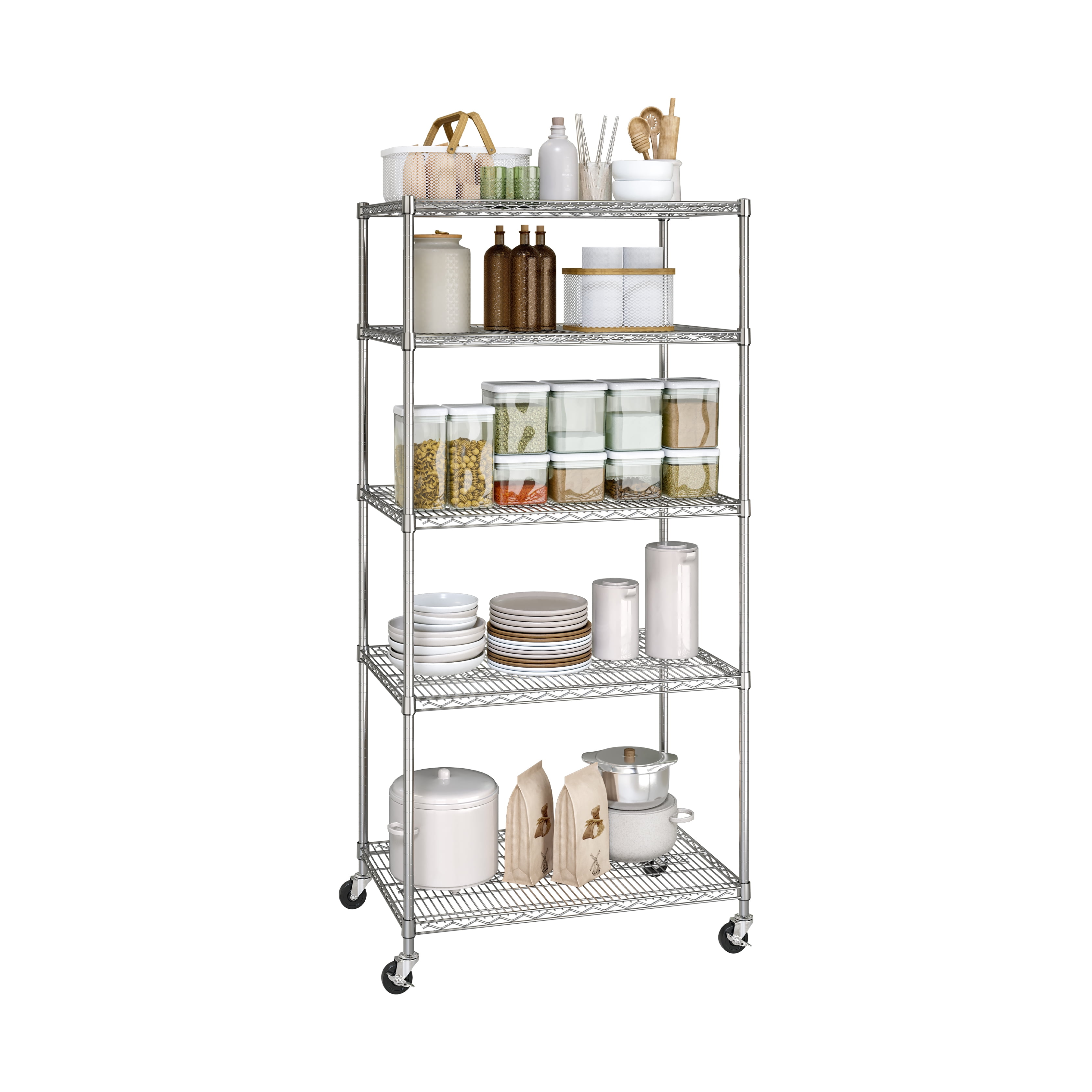 Seville Classics UltraDurable® 5-Tier NSF Steel Wire Shelving, 36" W x 24" D, Plated Steel