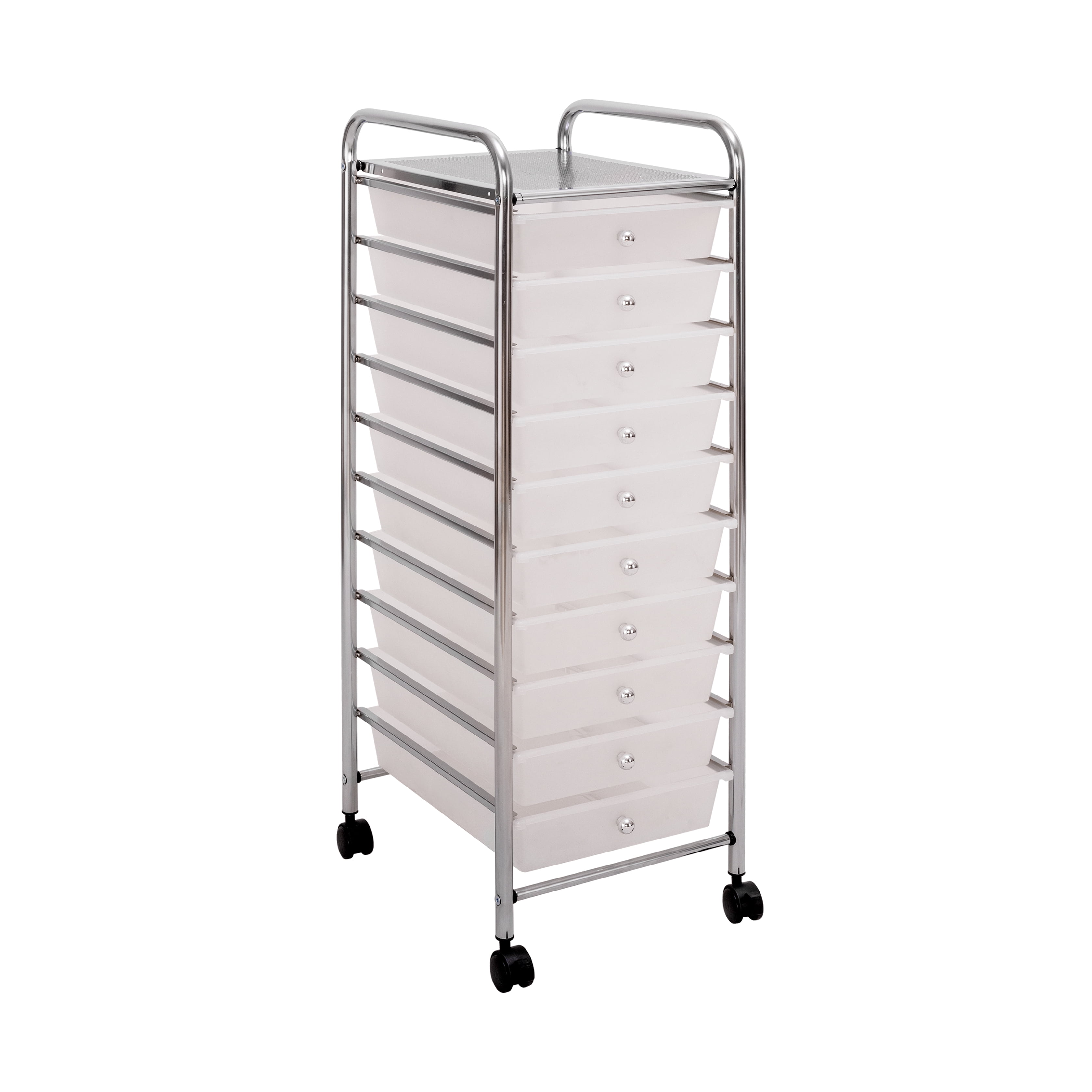 Seville Classics 10-Drawer Organizer Cart, Frost White