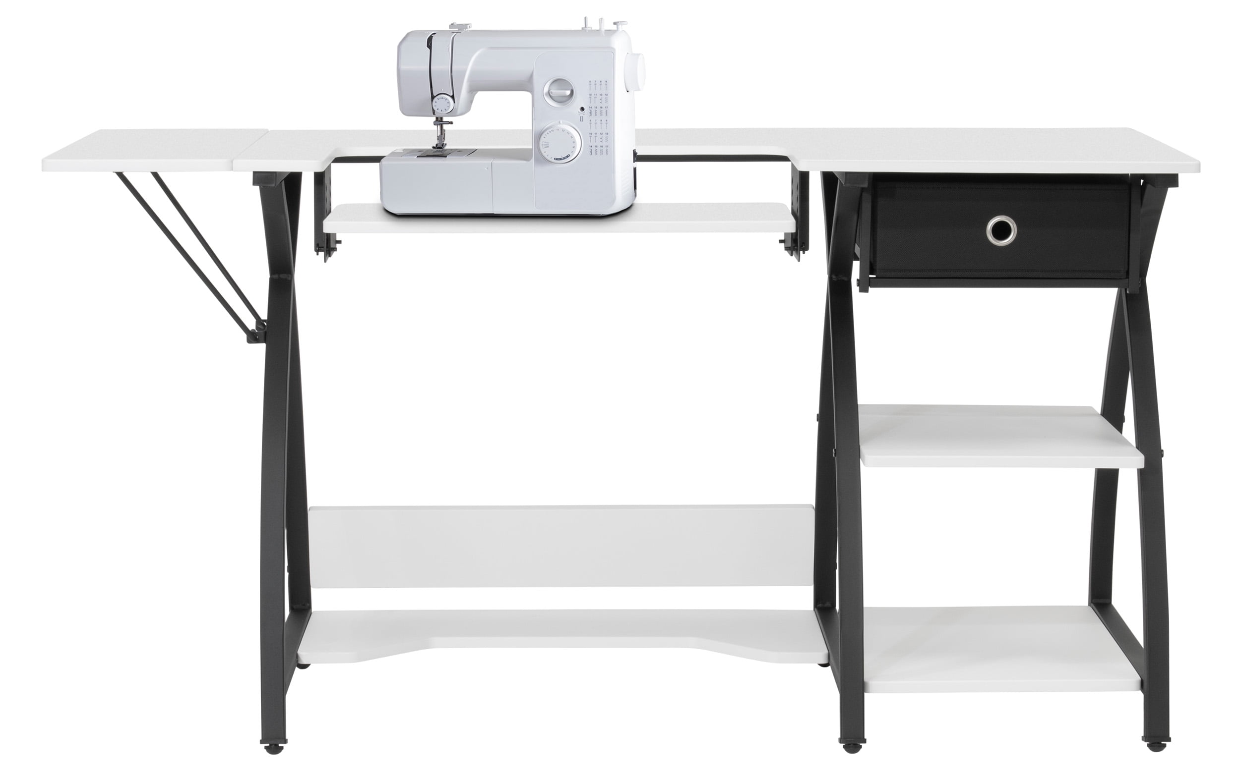 Sew Ready Comet Plus Hobby/Office/Sewing Desk with Folding Top, Height Adjustable Platform, Storage