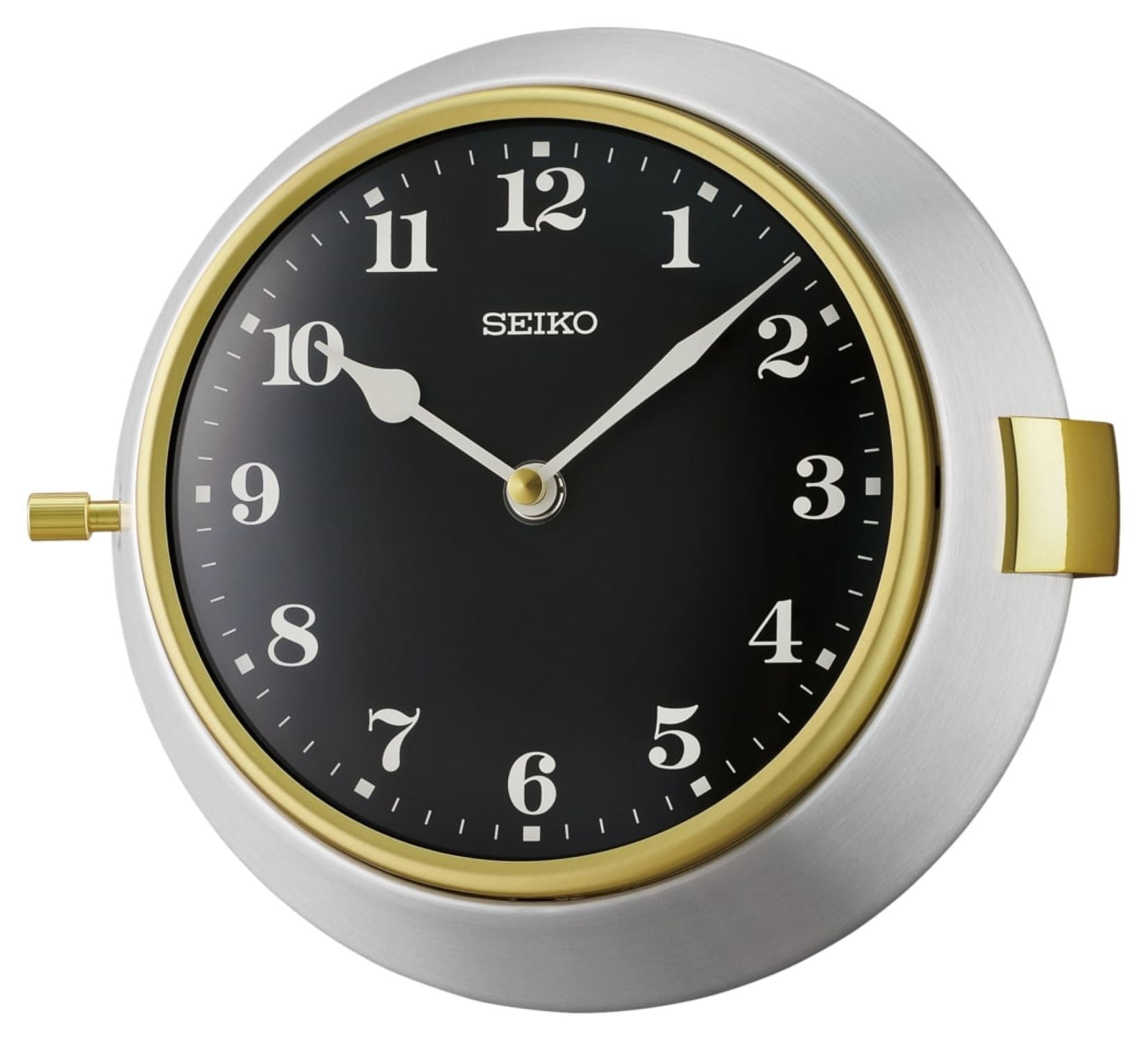 Seiko Nao Porthole Wall Clock, Metal, Quartz, Analog, QXA761SLH
