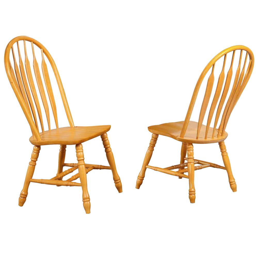 Selections Comfort Windsor Dining Side Chairs in Light Oak Solid Wood (Set of 2)