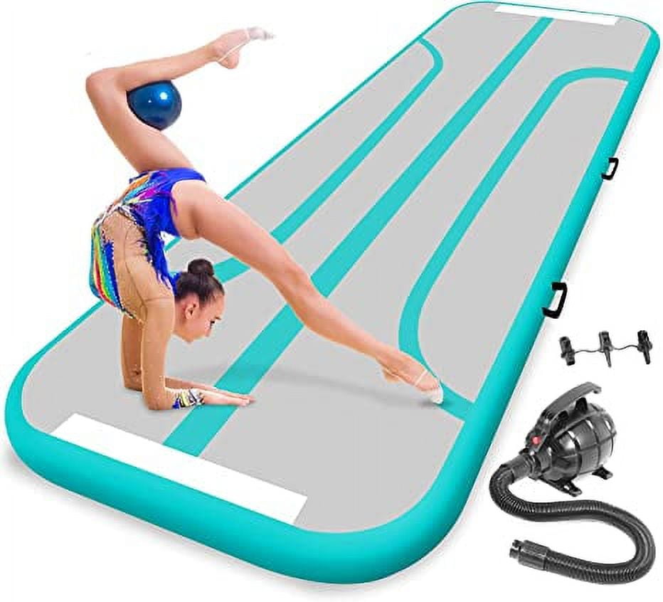 SereneLife Inflatable Training Air Mat - Gymnastics & Exercise Floor Tumble Mat 13’+ ft. Aquamarine