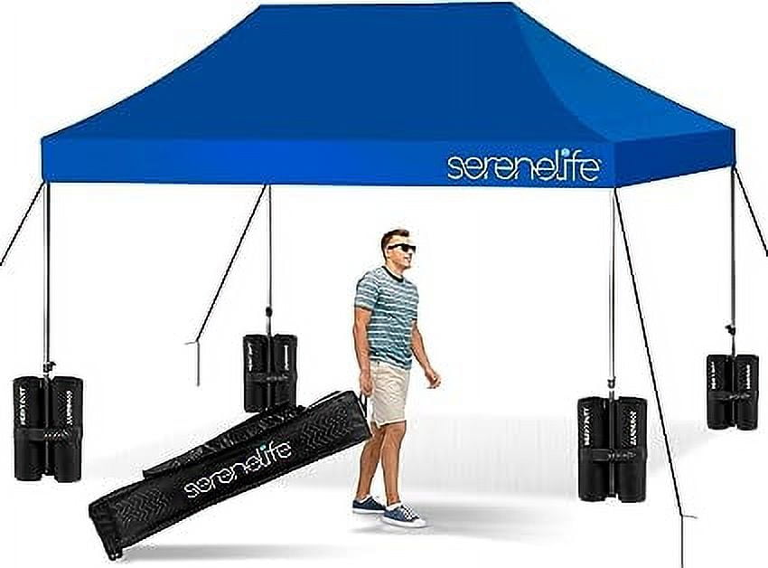 SereneLife 10x15 Instant Shelter Foldable/Collapsible Sunshade Canopy Pop up Tent (Navy Blue)