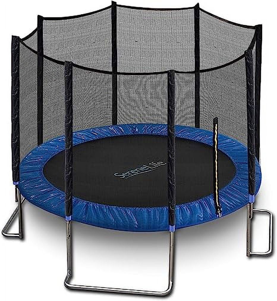 SereneLife 5FT 10FT Exercise Trampoline W/ Enclosure Net Outdoor Jump Rectangle Trampoline, Blue