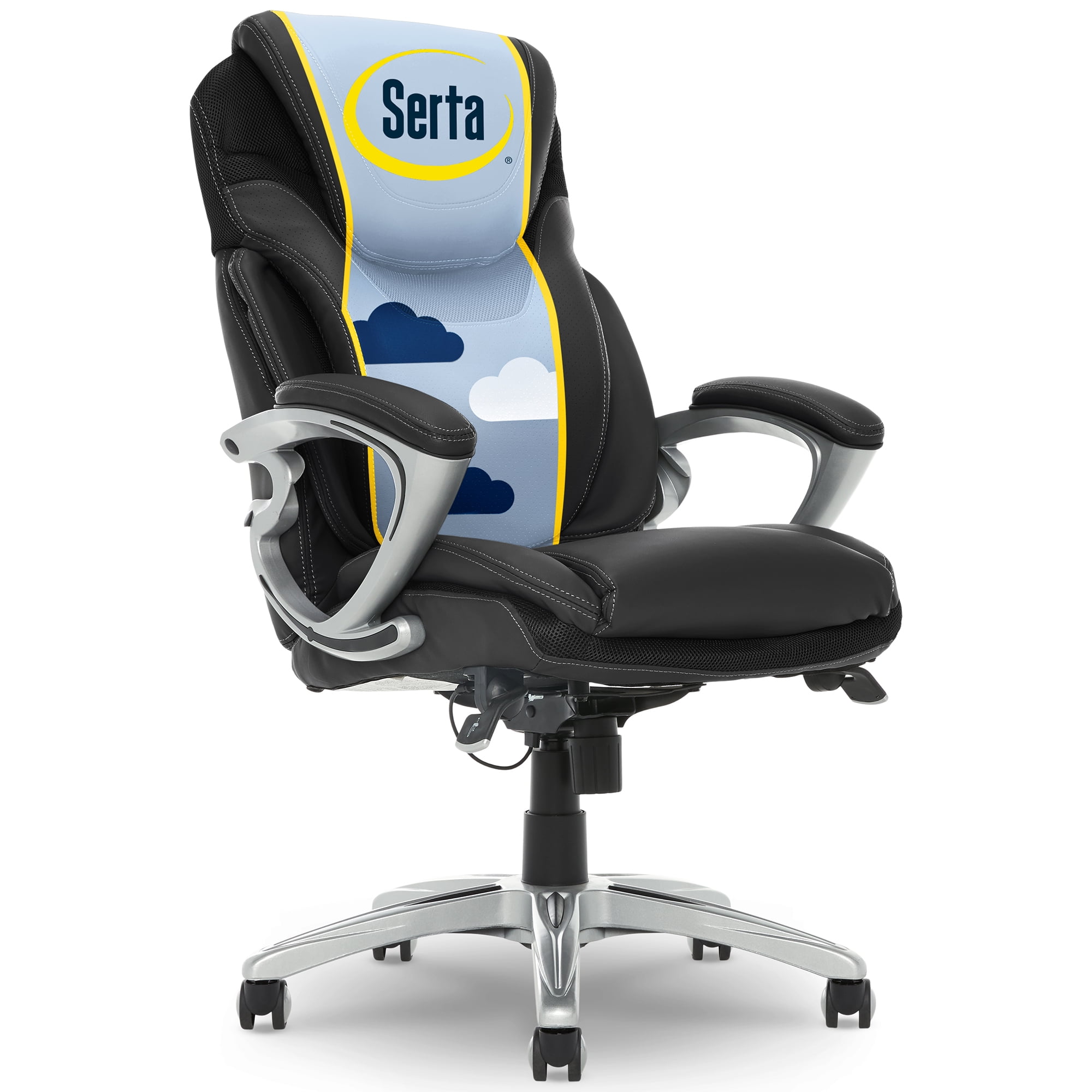 Serta Bryce Executive Office Chair with AIR Lumbar Technology, Black Bonded Leather