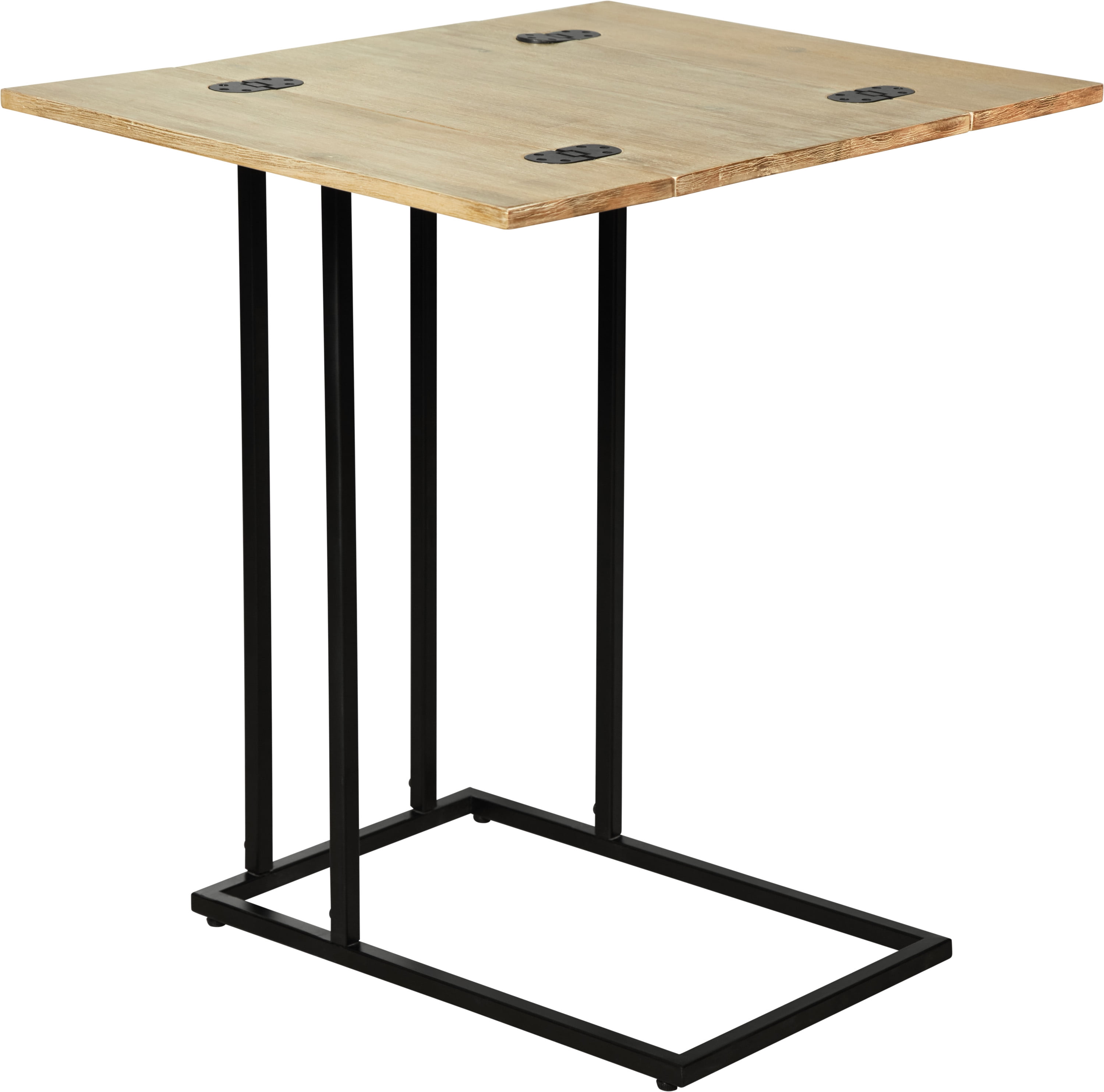 Serta Harton Solid Wood and Metal C Table with Expandable Top, Natural Wood