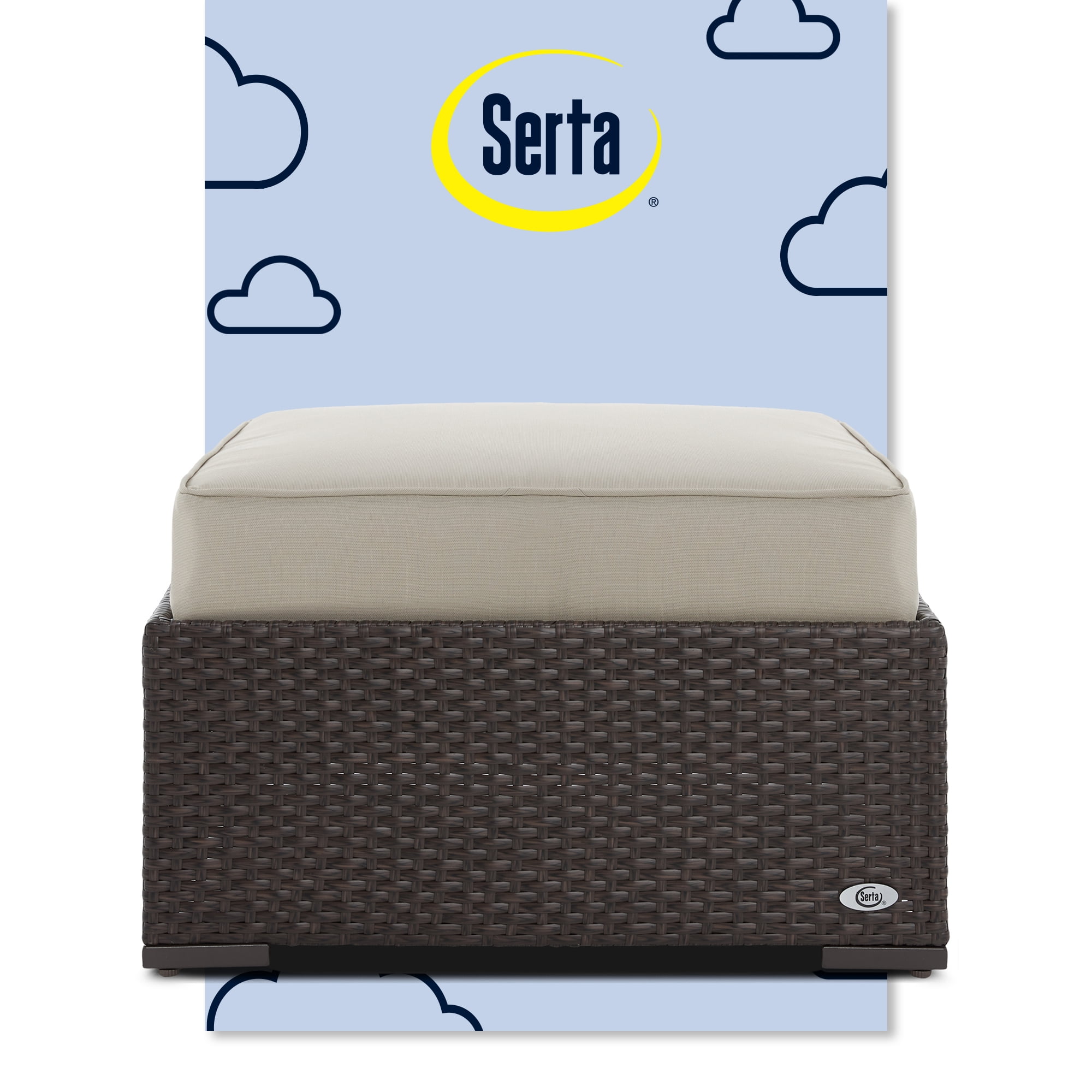 Serta Laguna Outdoor Ottoman - Brown Wicker