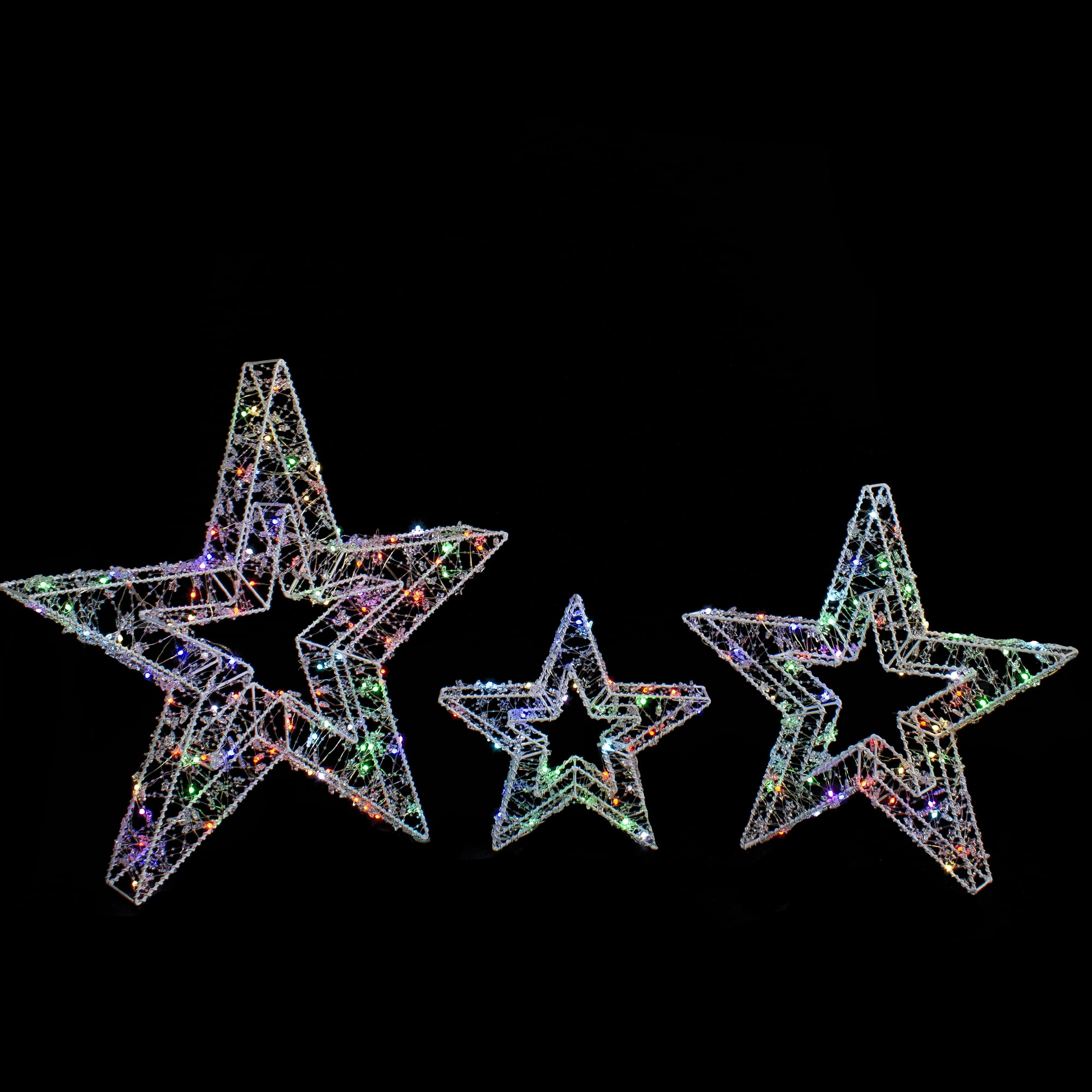 Set of 3 LED Lighted Color Changing Stars Outdoor Christmas Decorations 23"