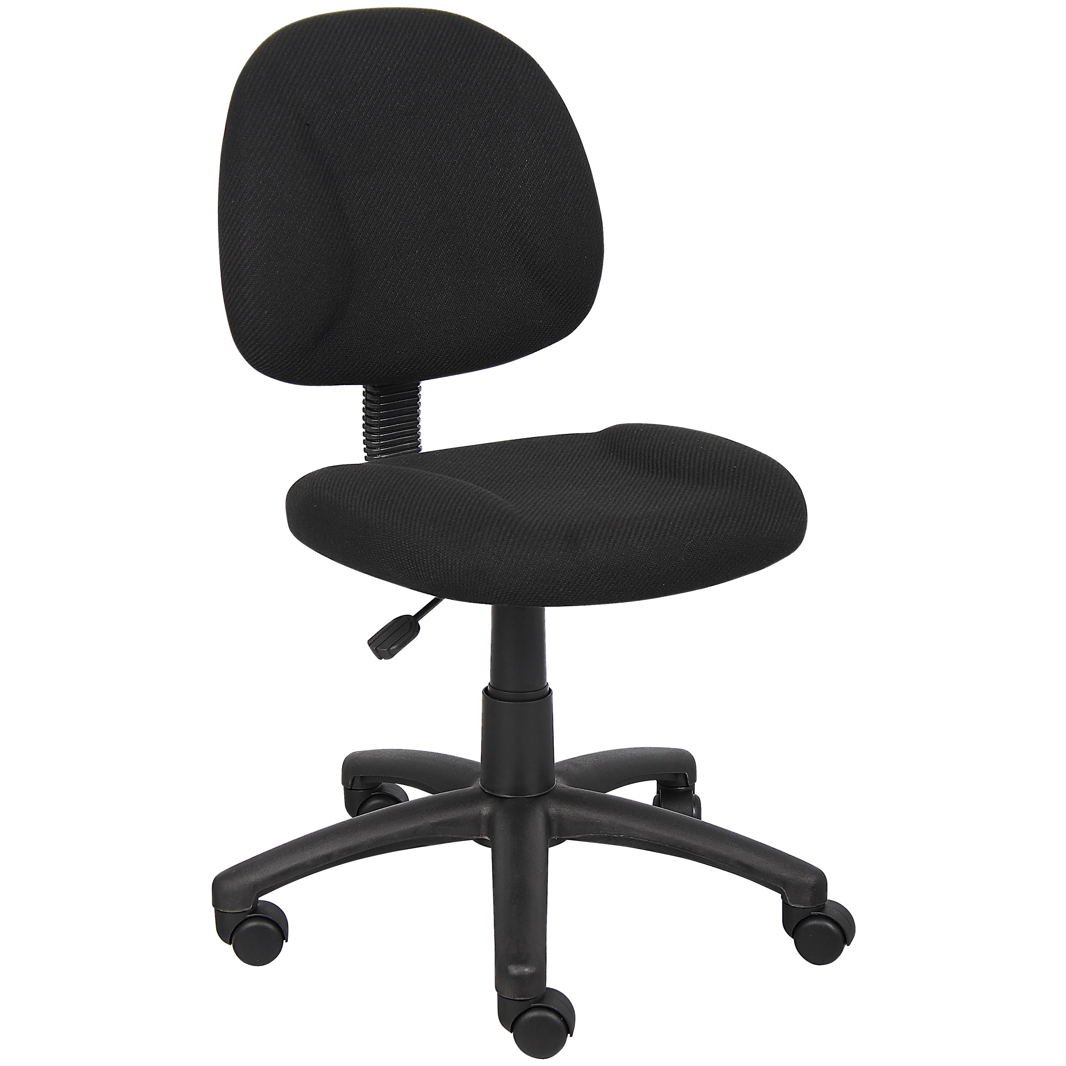 (Set of 7) Boss Black Upholstered Deluxe Posture Task Chair, Black