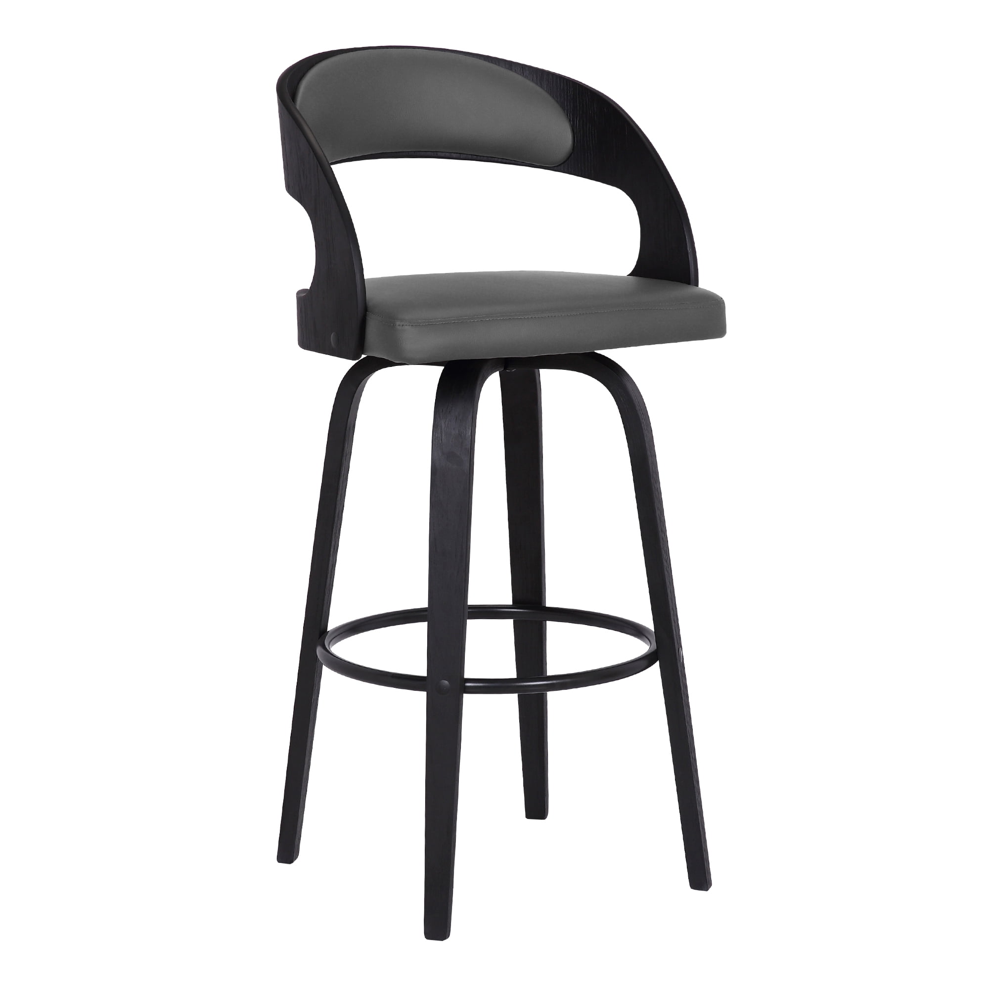 Armen Living Shelly 26" Modern Faux Leather Counter Stool in Black and Gray