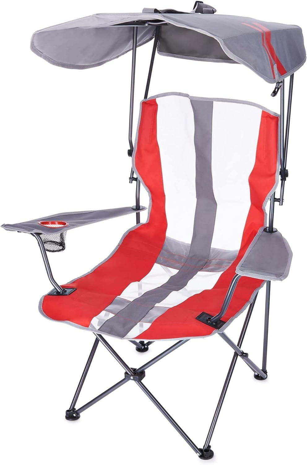 SwimWays Foldable Camping Chair with Canopy, Red/White/Gray