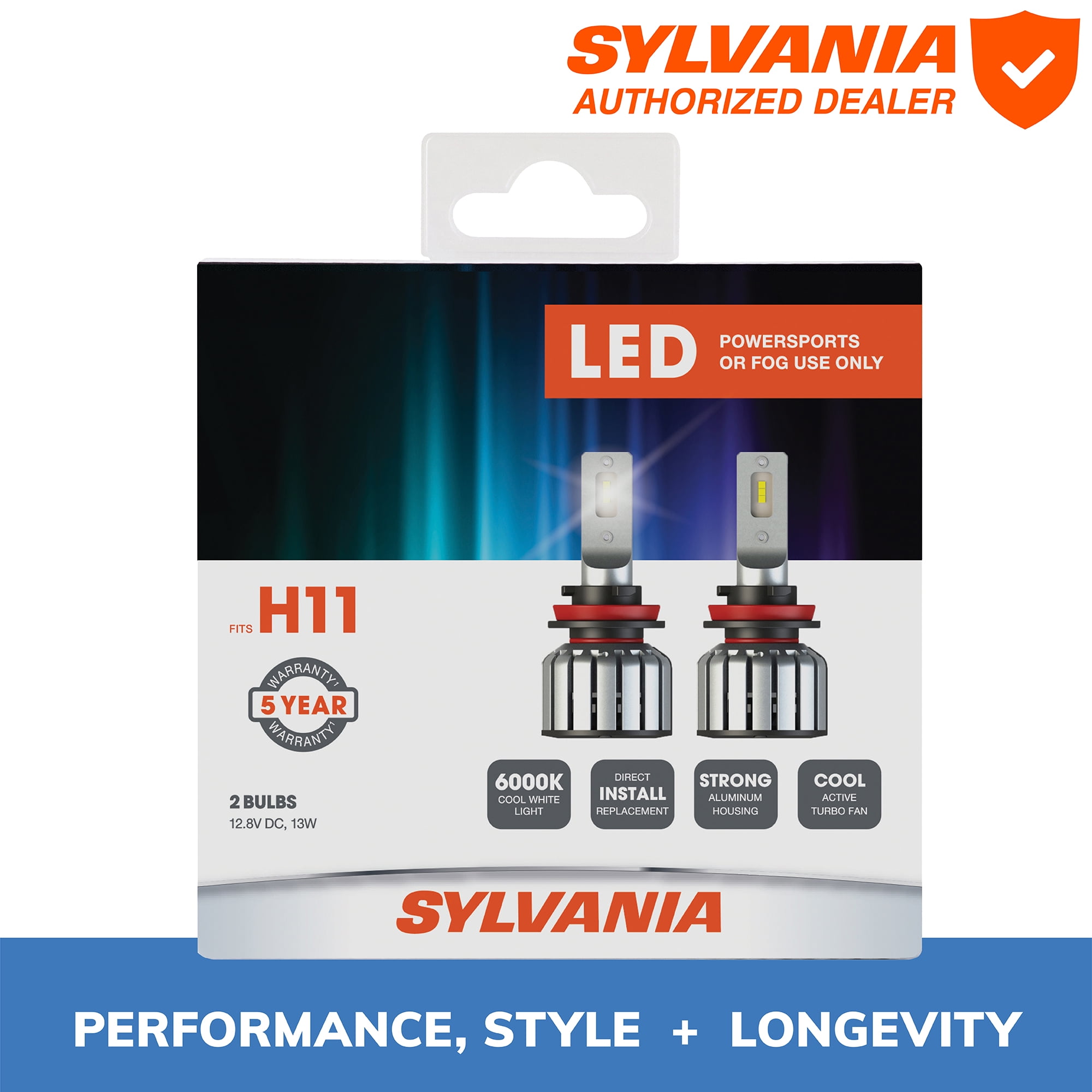 Sylvania H11 LED Fog Light and Powersport Bulb - 2 Pack, Compatible with Multiple Cars