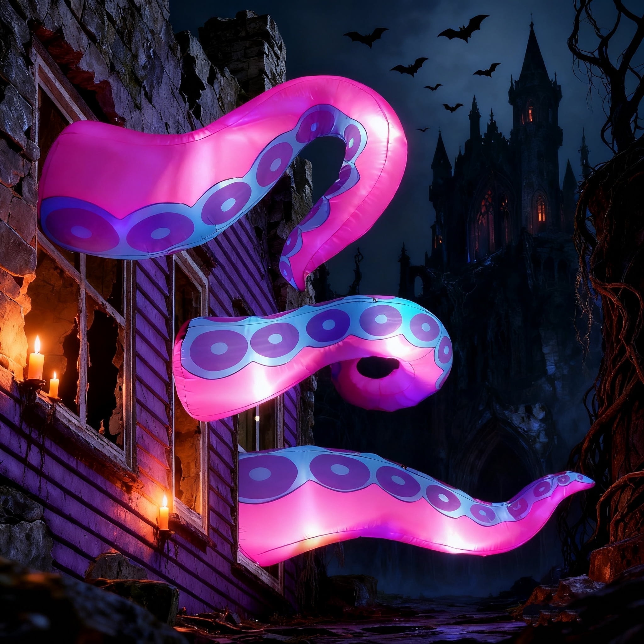 Joyfy Halloween Inflatable Octopus Tentacle Outdoor with Built-in LEDs,4.5,5,6 ft Window Inflatables Halloween Decorations Outdoor Blow Up Yard Lawn Decoration