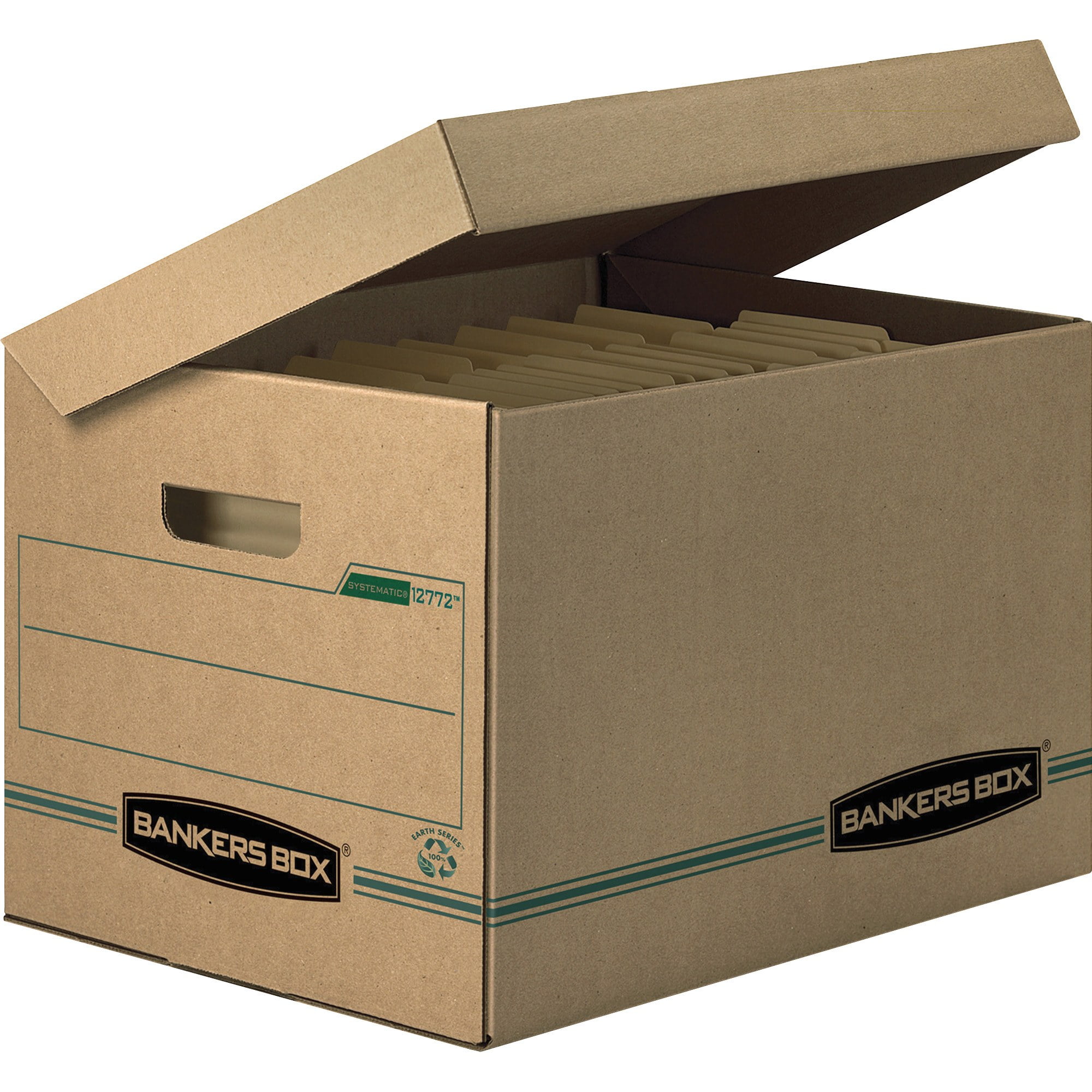 Bankers Box® Systematic™ Standard-Duty Storage Boxes With Attached Lids And Built-In Handles, Letter/Legal Size, 10" x 1