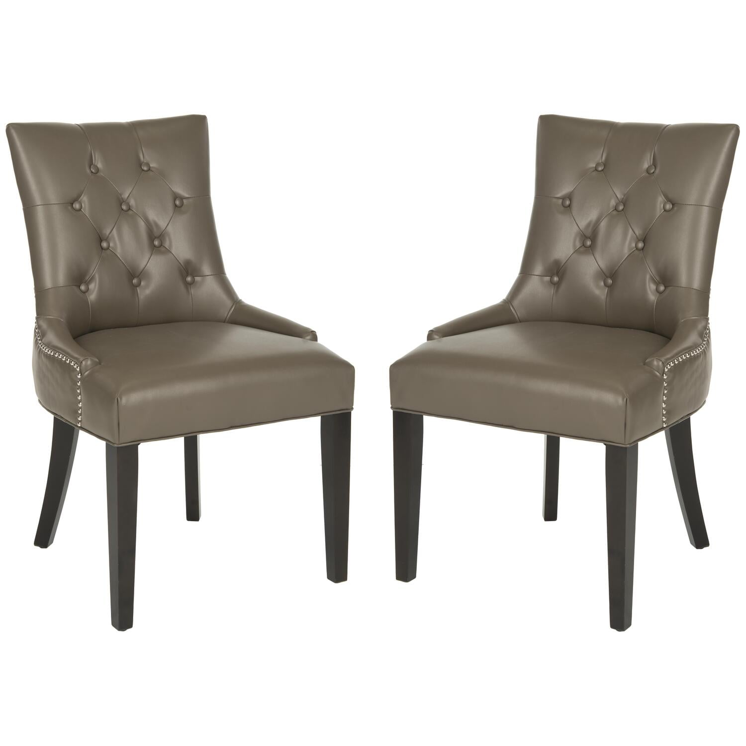 SAFAVIEH Abby 19''H Tufted Side Chair, Set of 2, Clay/Silver Nail Head