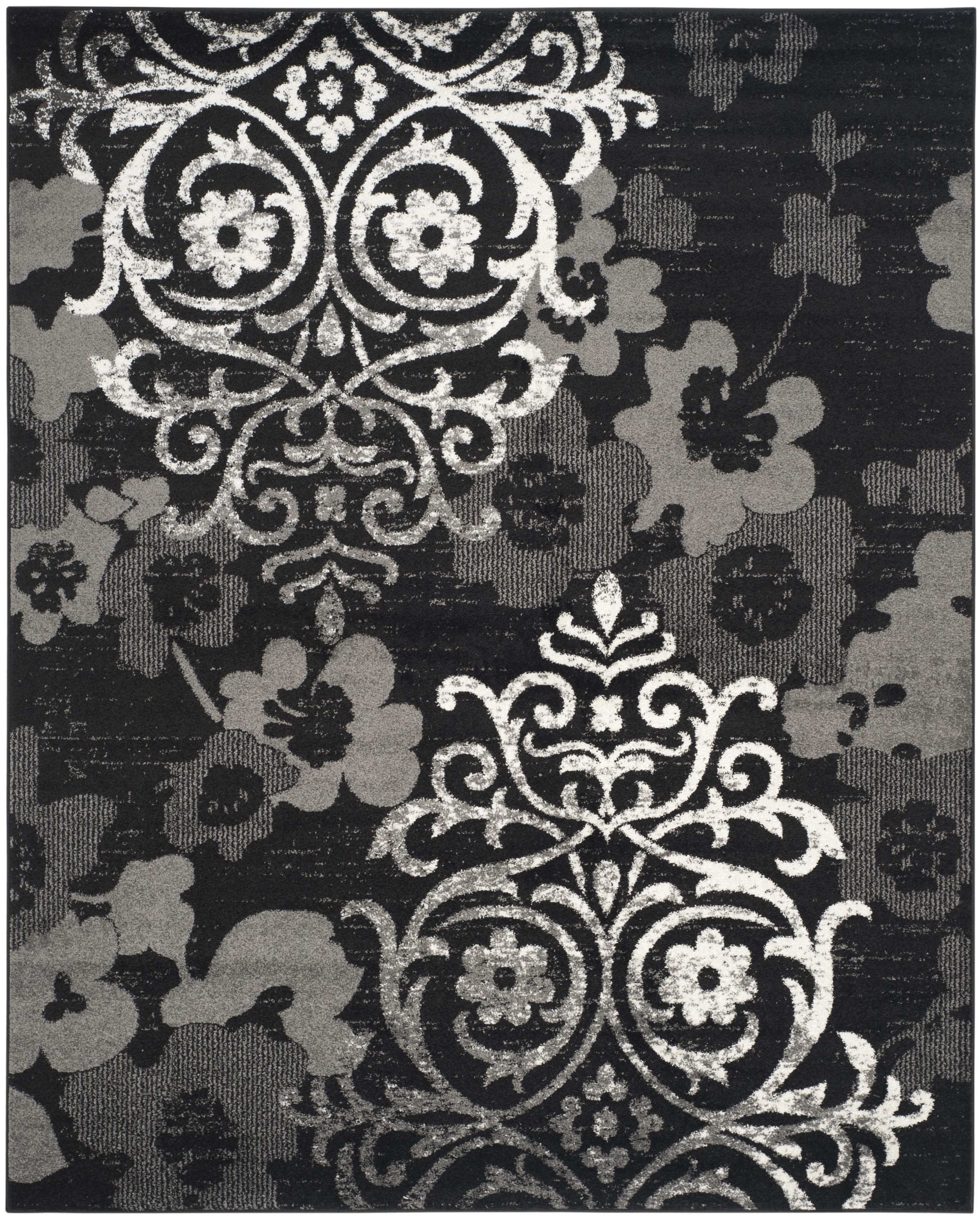 SAFAVIEH Adirondack Hortense Floral Area Rug, Black/Silver, 10' x 14'