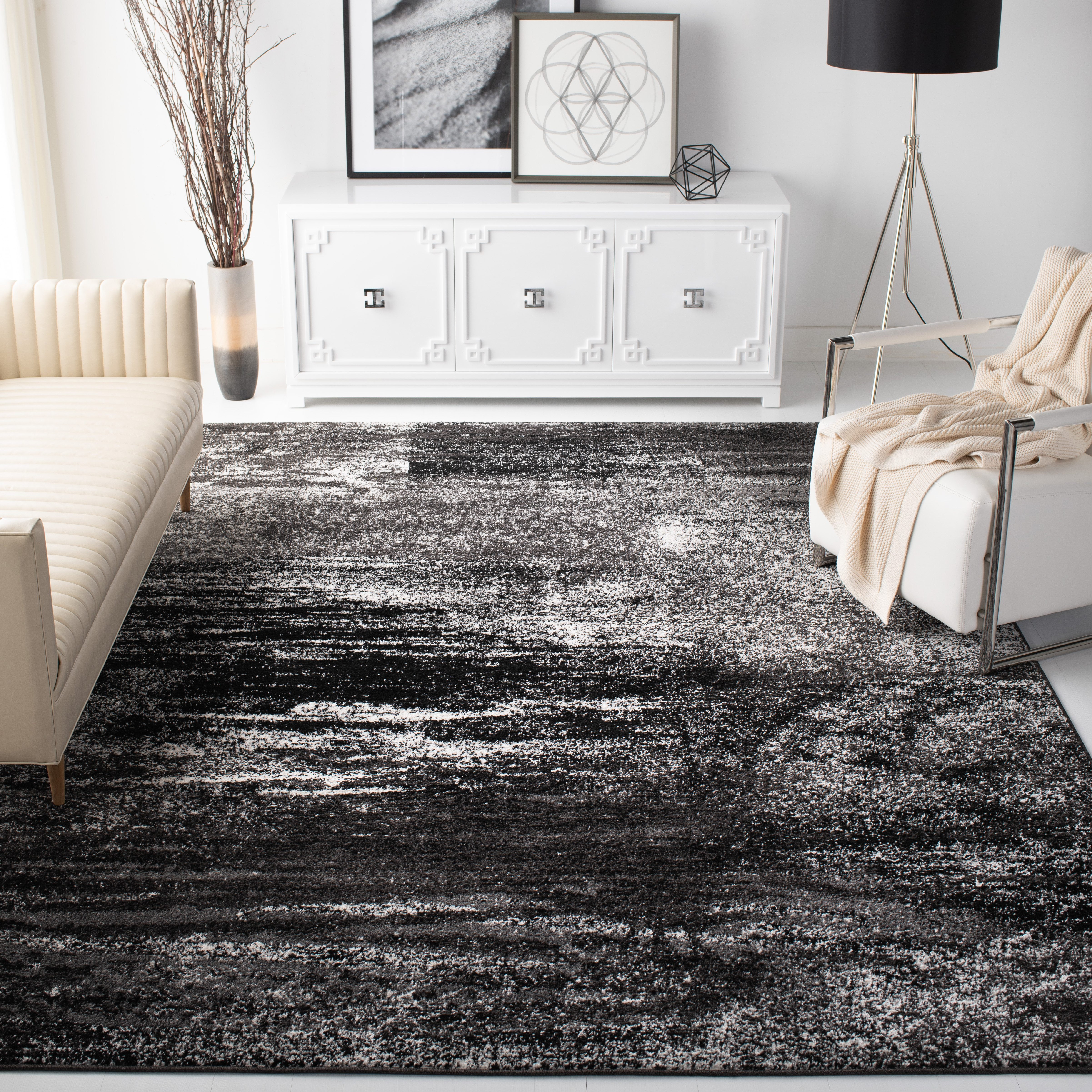 Safavieh Adirondack Rudyard Abstract Ombre Area Rug, Silver/Black, 11' x 11' Square