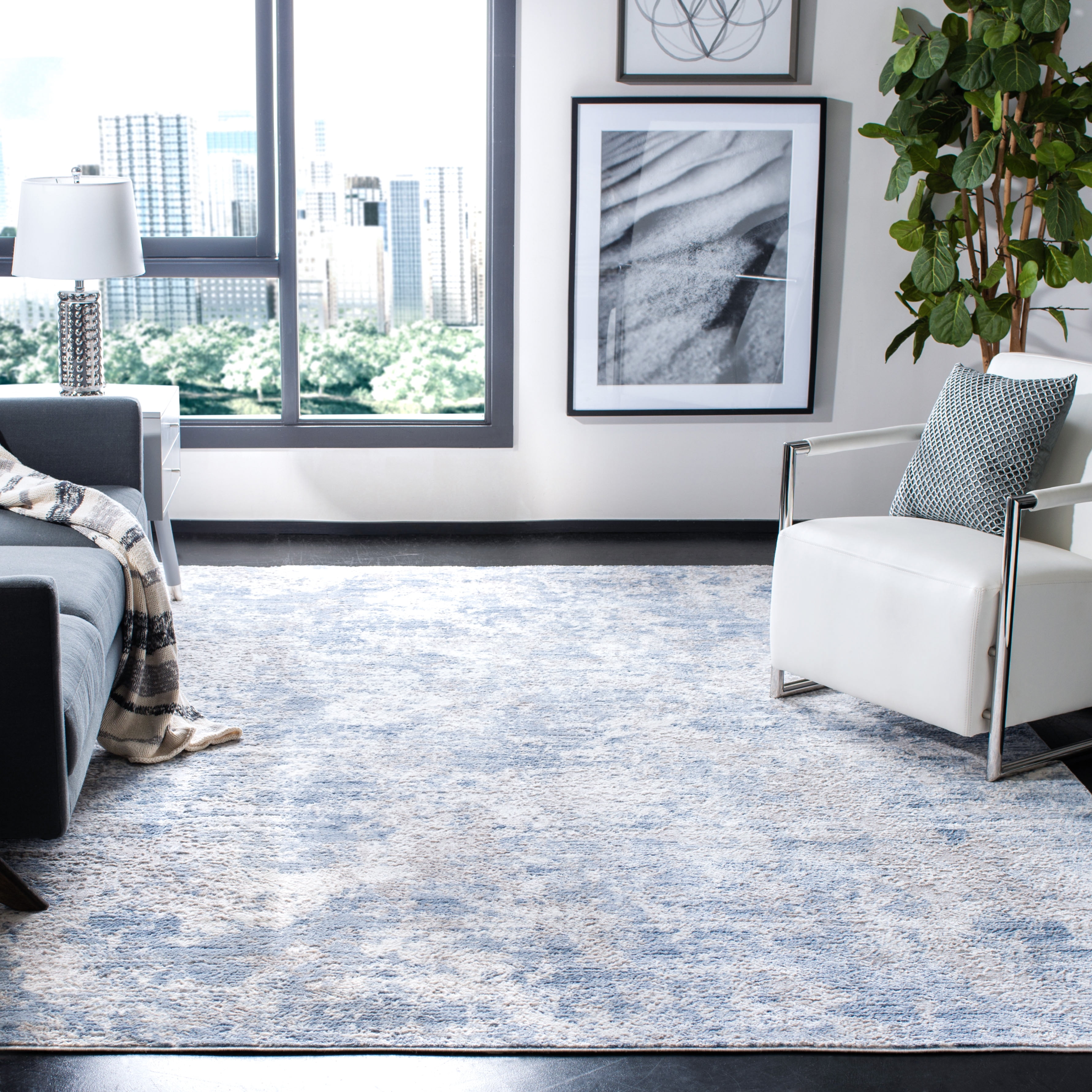 SAFAVIEH Amelia Alastar Abstract Distressed Area Rug, Gray/Blue, 8' x 10'