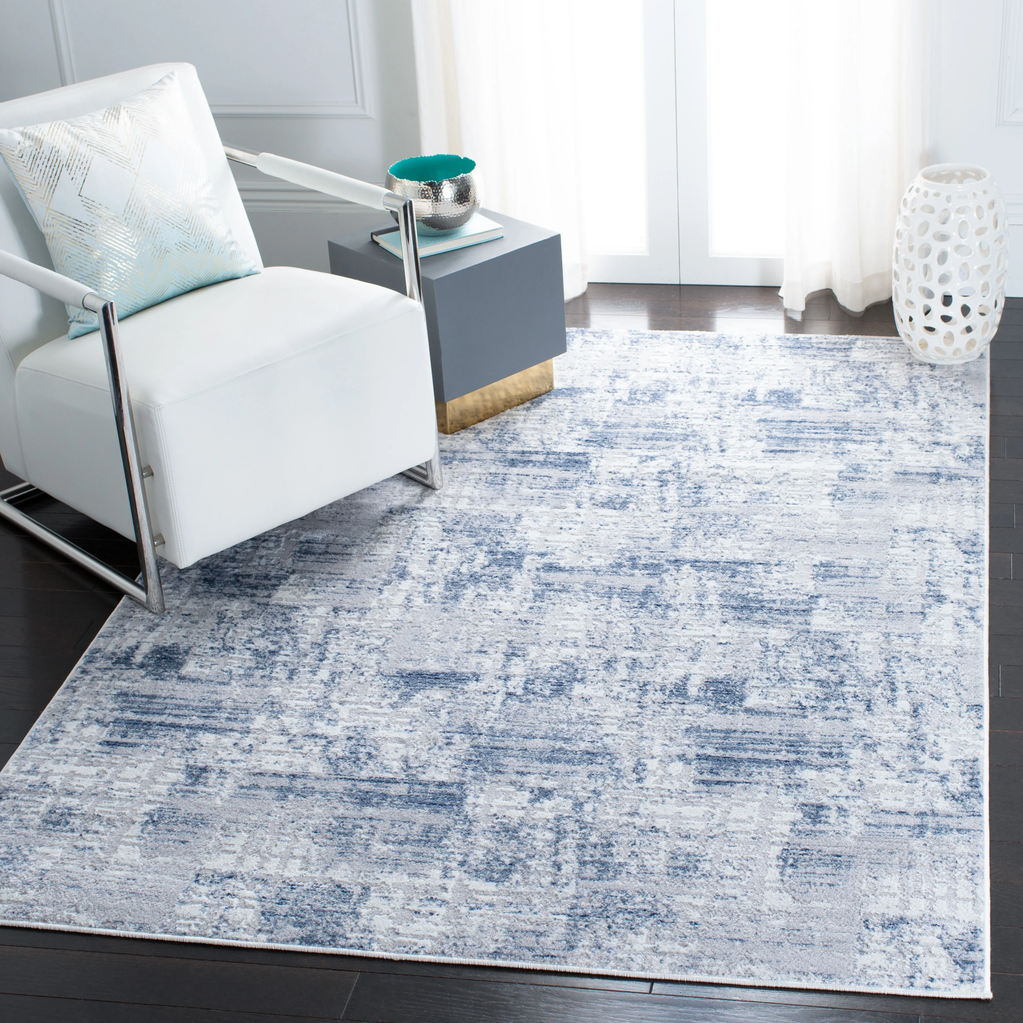SAFAVIEH Amelia Carrie Abstract Area Rug, Navy/Light Gray, 6' x 9'