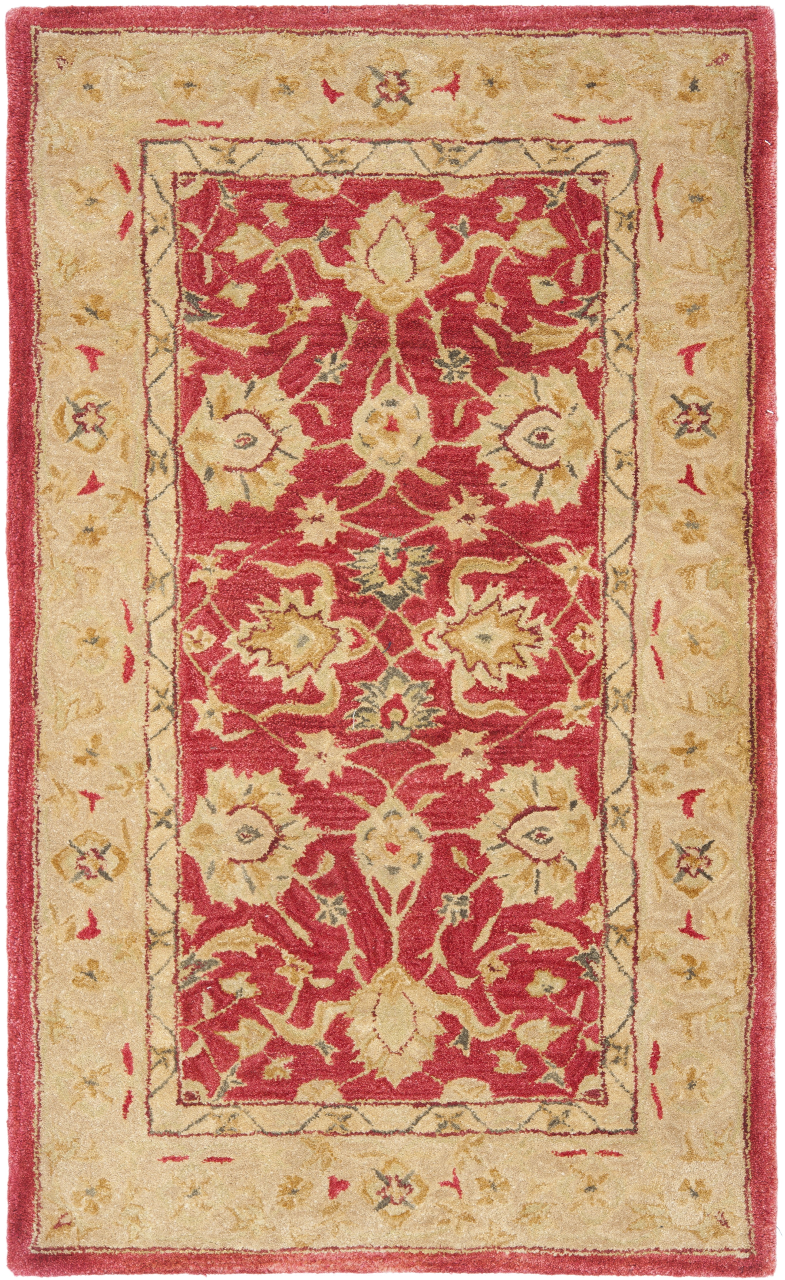 SAFAVIEH Anatolia Tracy Traditional Wool Area Rug, Red/Ivory, 3' x 5'