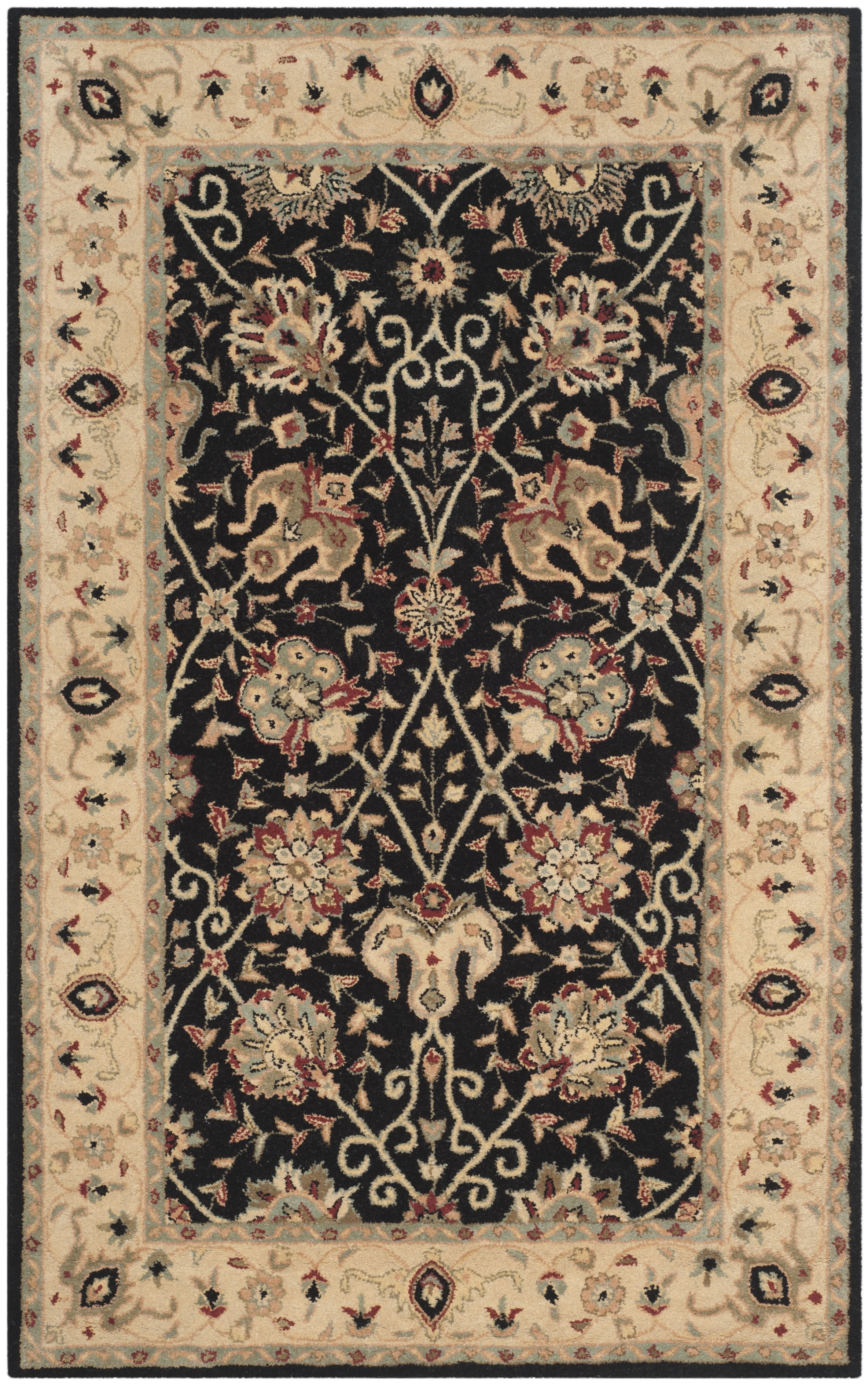 SAFAVIEH Antiquity Lilibeth Oriental Wool Area Rug, Black, 5' x 8'