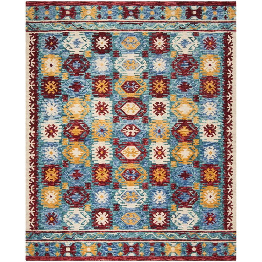 SAFAVIEH Aspen Arturas Southwestern Wool Area Rug, Blue/Red, 8' x 10'