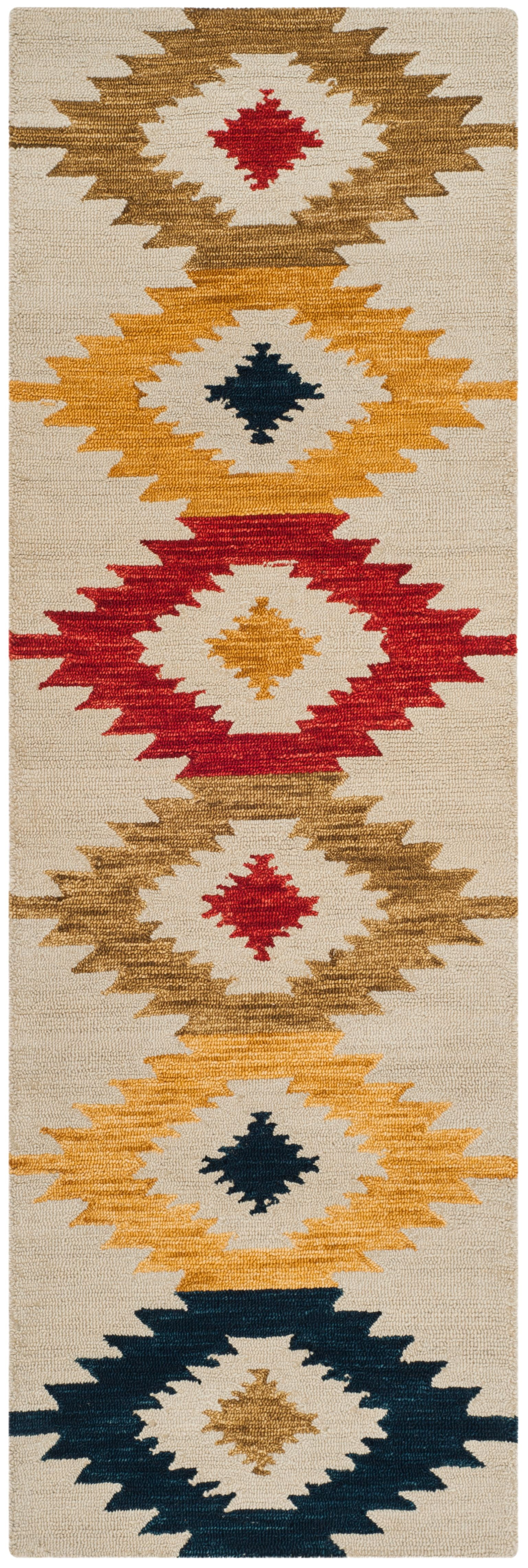 SAFAVIEH Aspen Mladen Southwestern Wool Runner Rug, Ivory/Multi, 2'3" x 11'