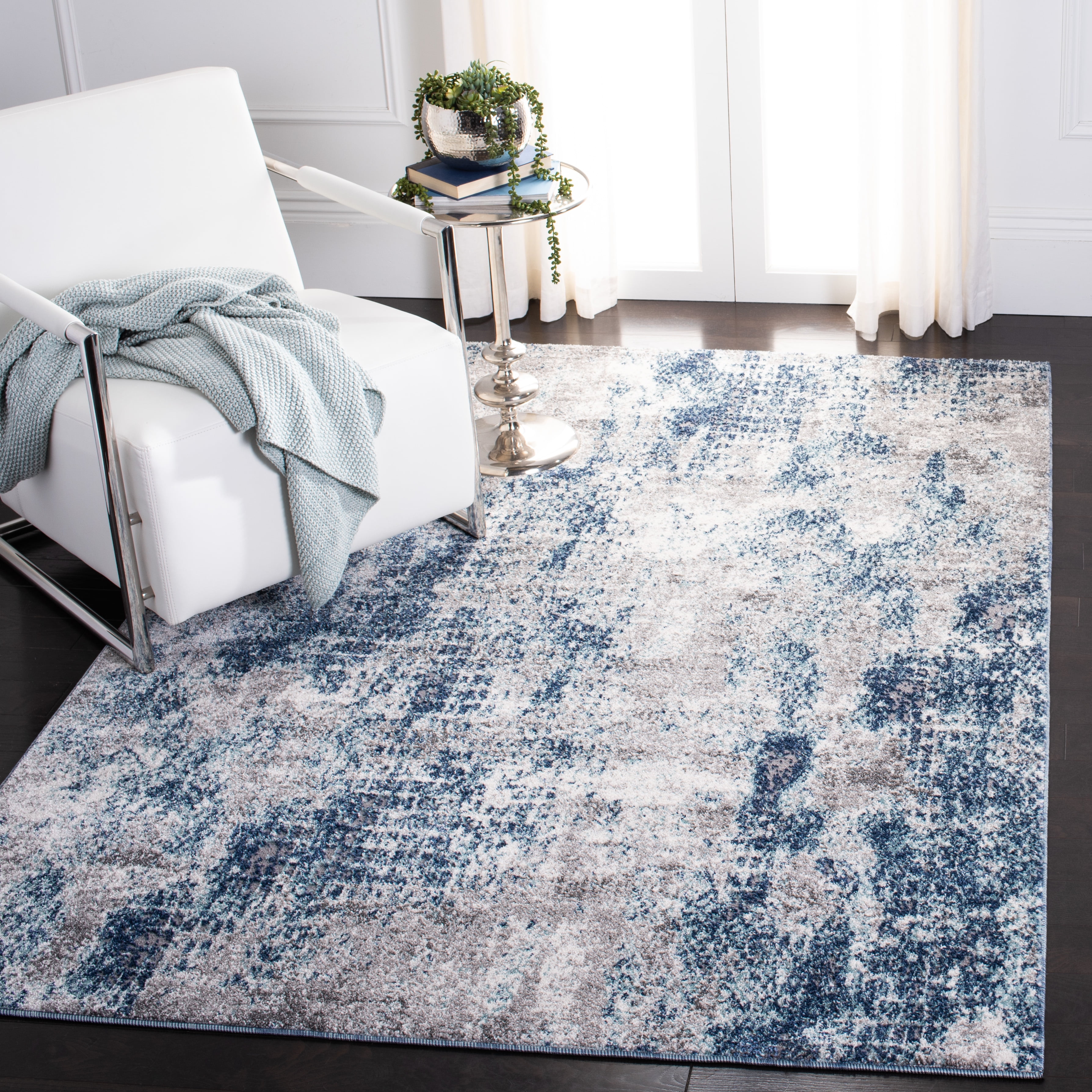 SAFAVIEH Aston Georgiana Abstract Area Rug, Navy/Gray, 5'3" x 7'7"