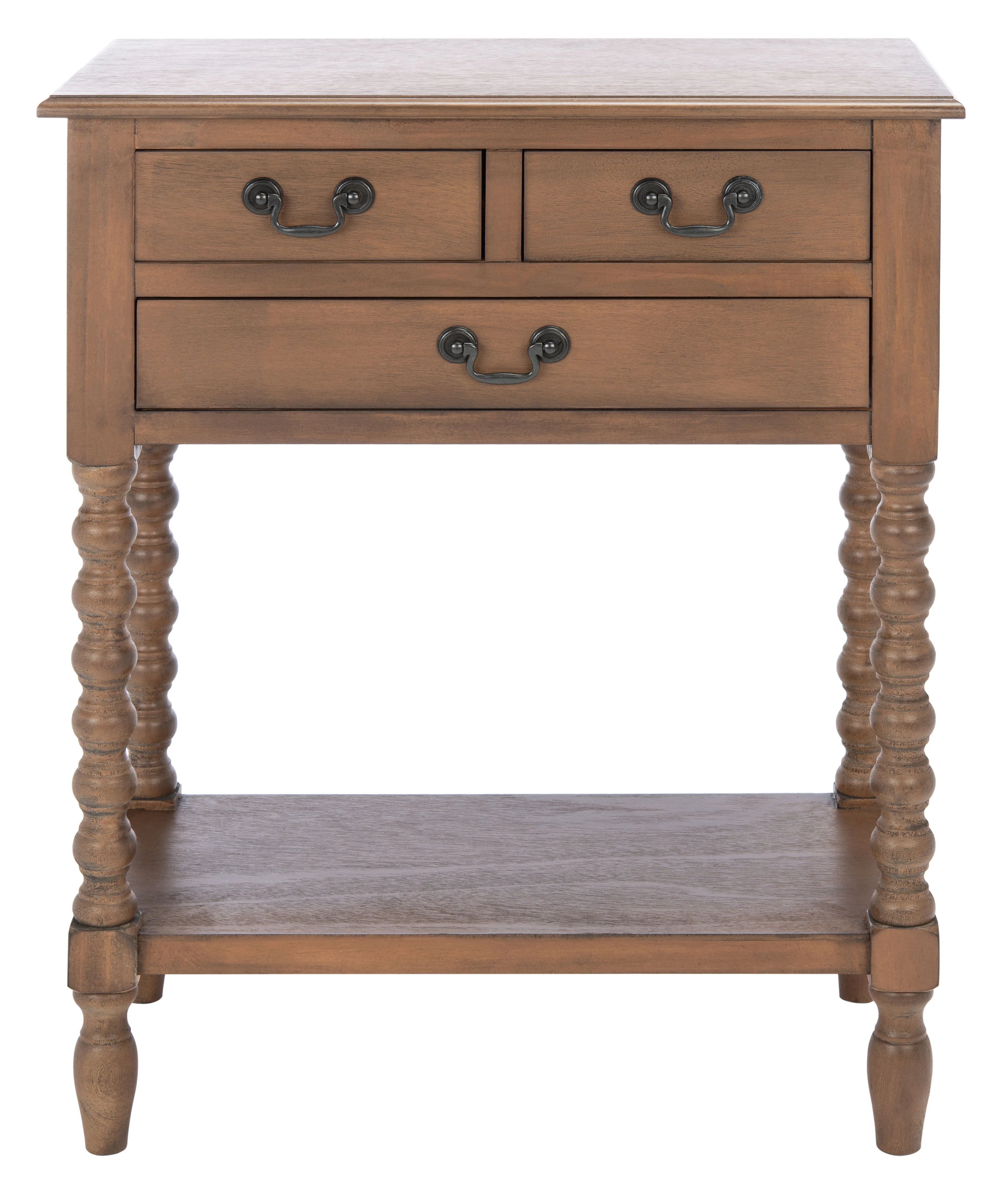 SAFAVIEH Athena French 3-Drawer Brown Wood Rectangle Console Table (23.5 in. W x 13 in. D x 29.5 in. H)