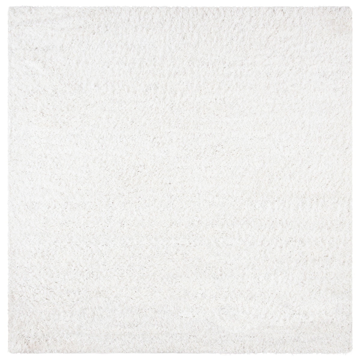 SAFAVIEH August Sophia Solid Plush Shag Area Rug, White, 6'7" x 6'7" Square