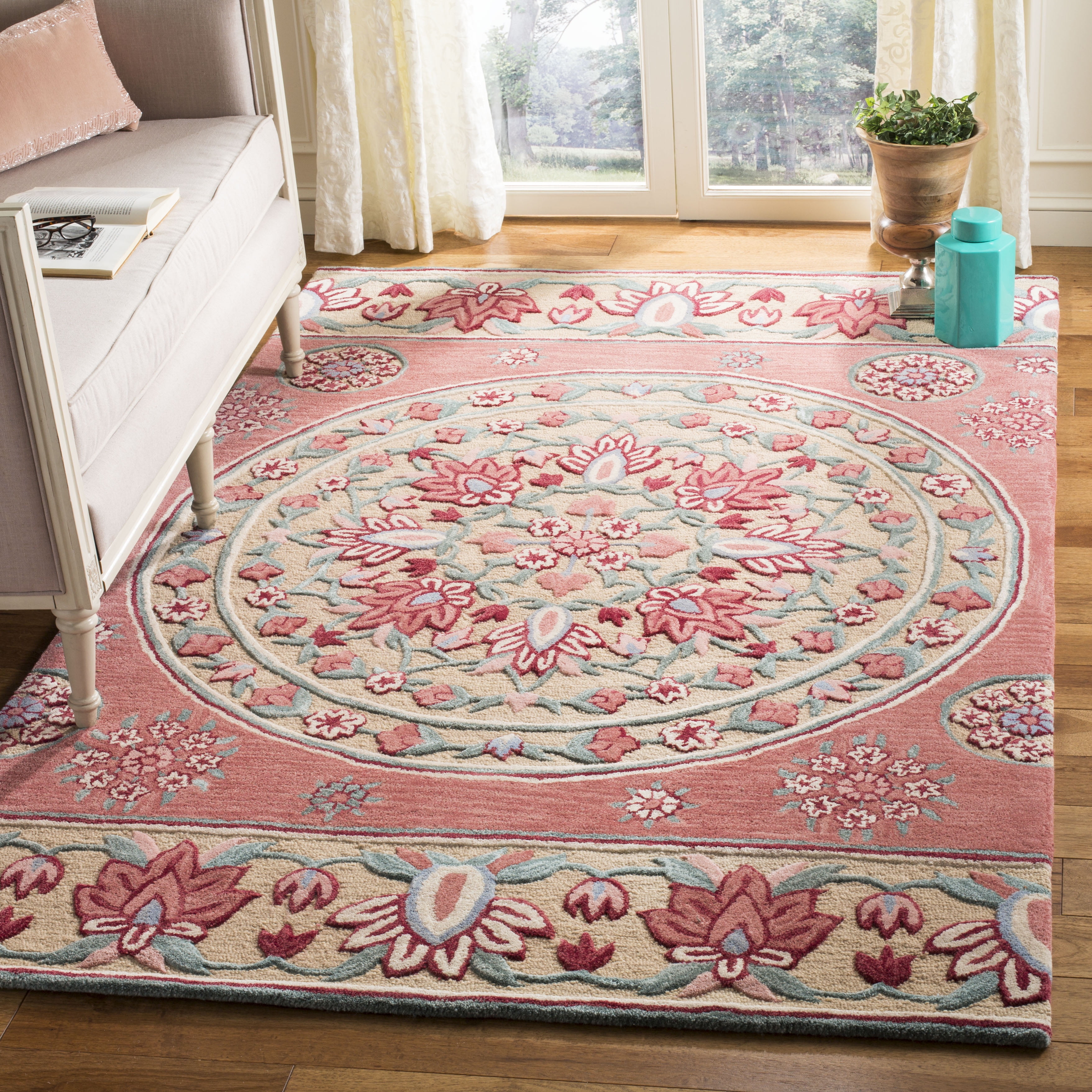 SAFAVIEH Bellagio Vanessa Floral Wool Area Rug, Red/Beige, 3' x 5'