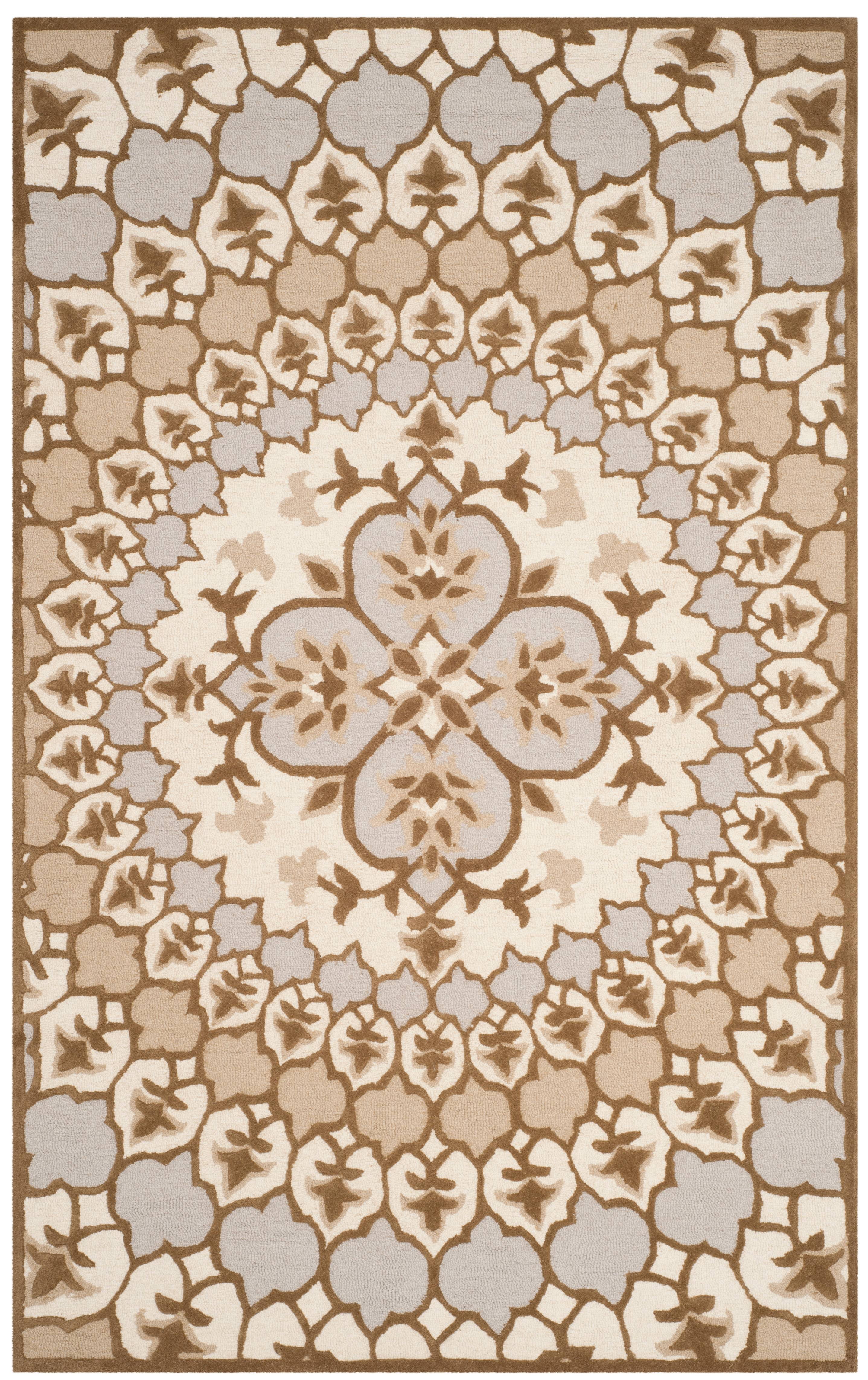 SAFAVIEH Bellagio Zoja Floral Wool Area Rug, Ivory/Dark Beige, 5' x 8'