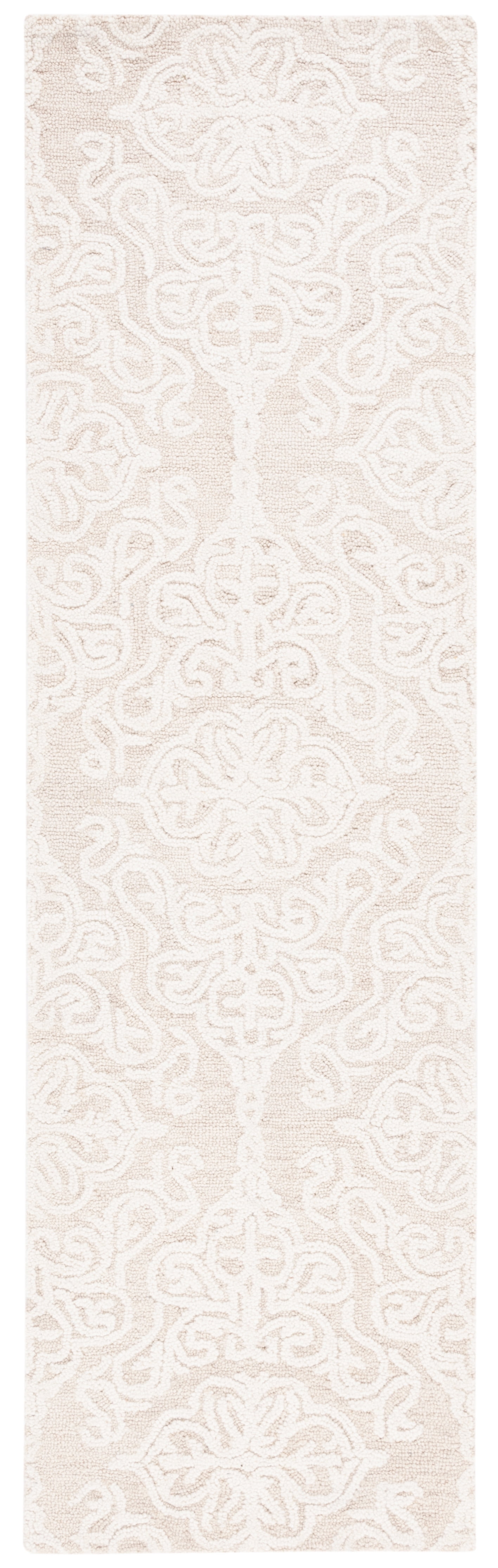 SAFAVIEH Blossom Asher Damask Wool Runner Rug, Beige/Ivory, 2'3" x 8'
