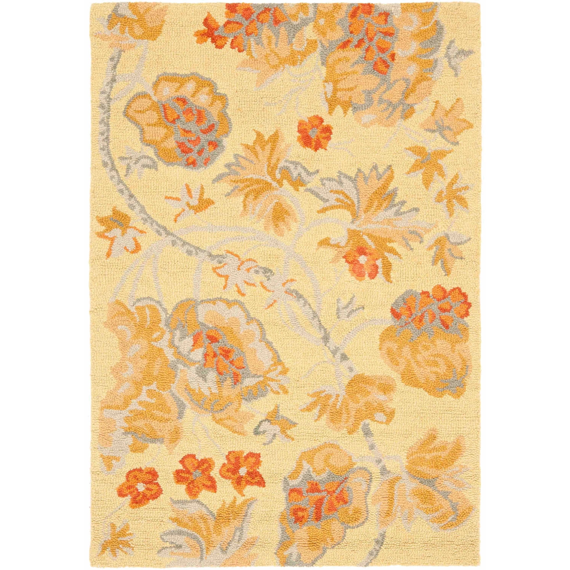 SAFAVIEH Blossom Jada Floral Flowers Wool Area Rug, Beige/Multi, 4' x 6'