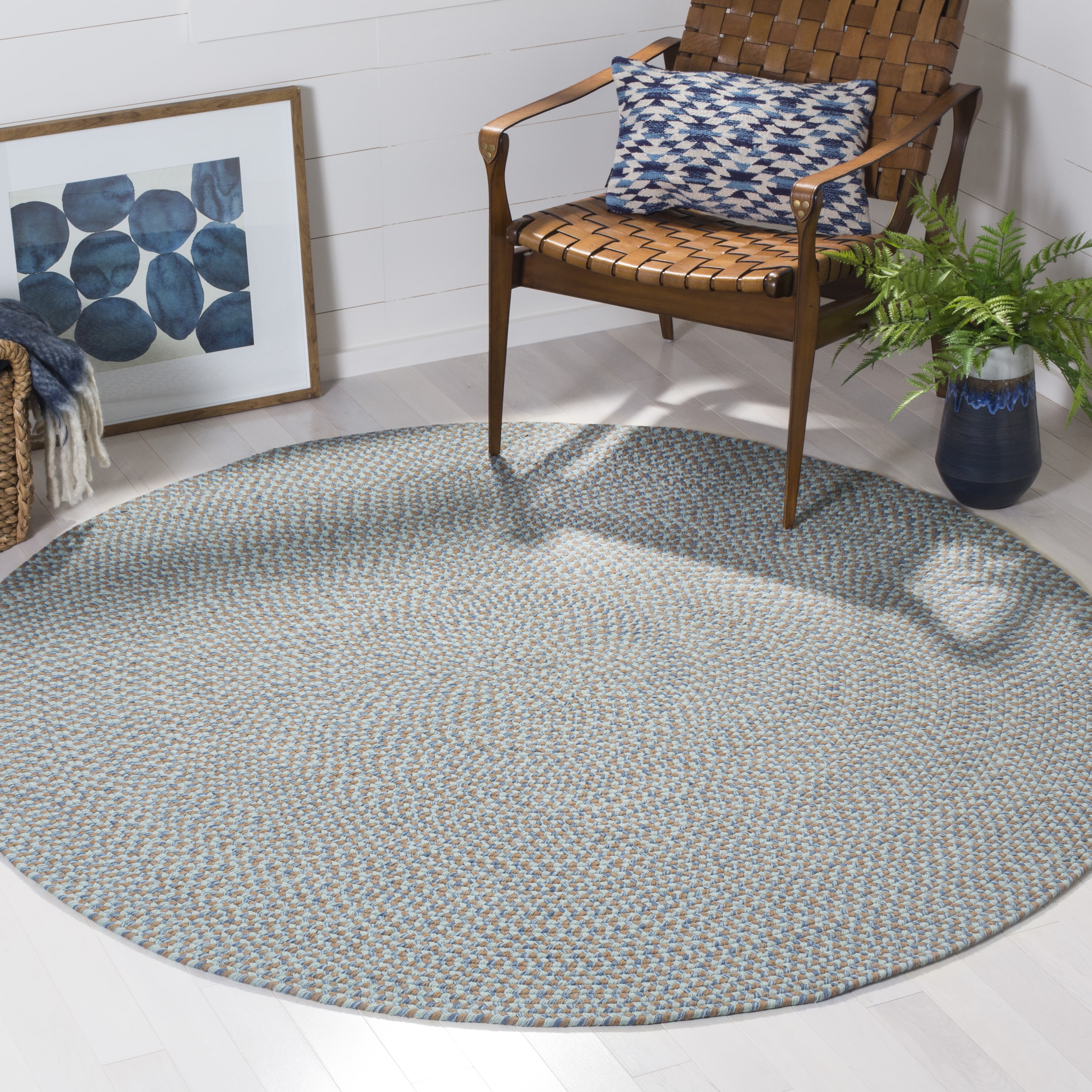 SAFAVIEH Braided Maxwell Solid Cotton Reversible Area Rug, Multi, 6' x 6' Round