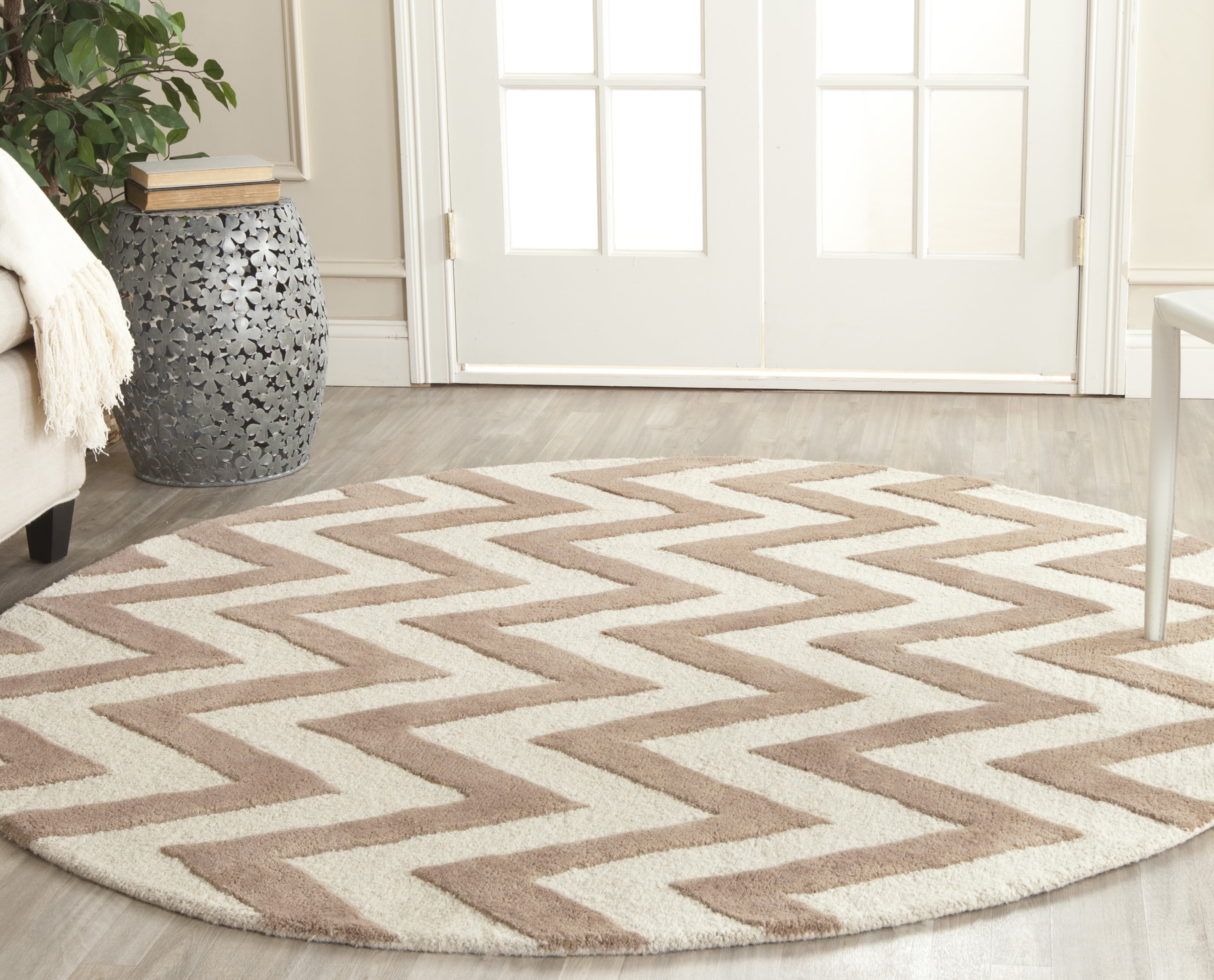 SAFAVIEH Cambridge Kaitlyn Geometric Wool Area Rug, Beige/Ivory, 9' x 12'