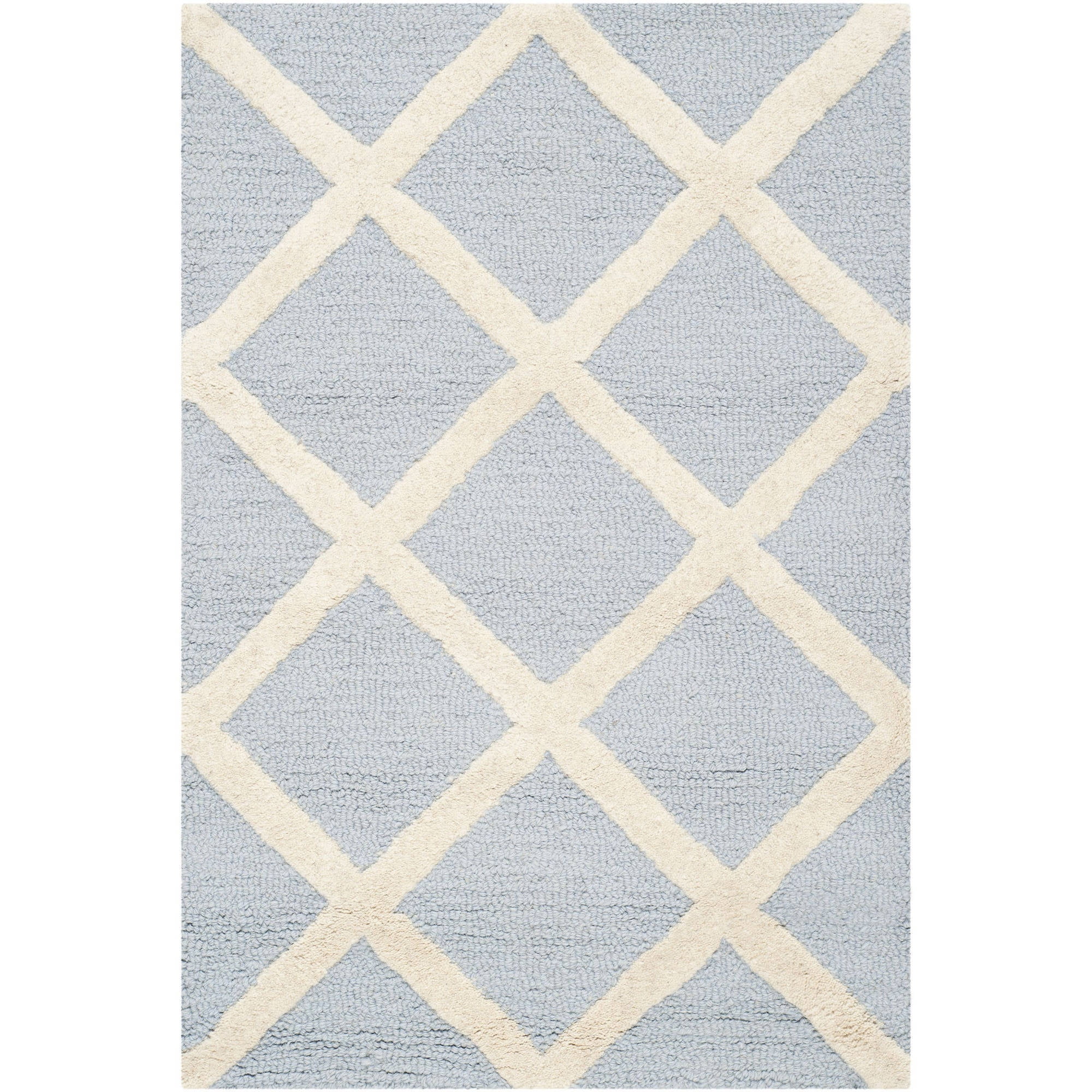 SAFAVIEH Cambridge Kenneth Geometric Wool Area Rug, Light Blue/Ivory, 3' x 5'