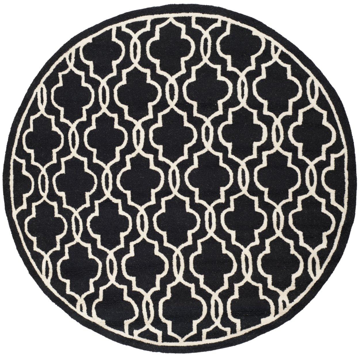 SAFAVIEH Cambridge Kyle Geometric Wool Area Rug, Black/Ivory, 6' x 6' Round