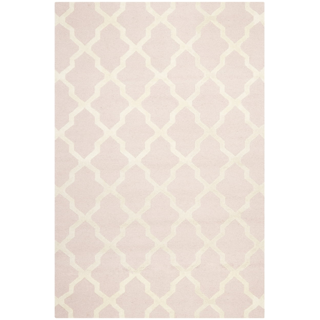SAFAVIEH Cambridge Liam Geometric Wool Area Rug, Light Pink/Ivory, 5' x 8'