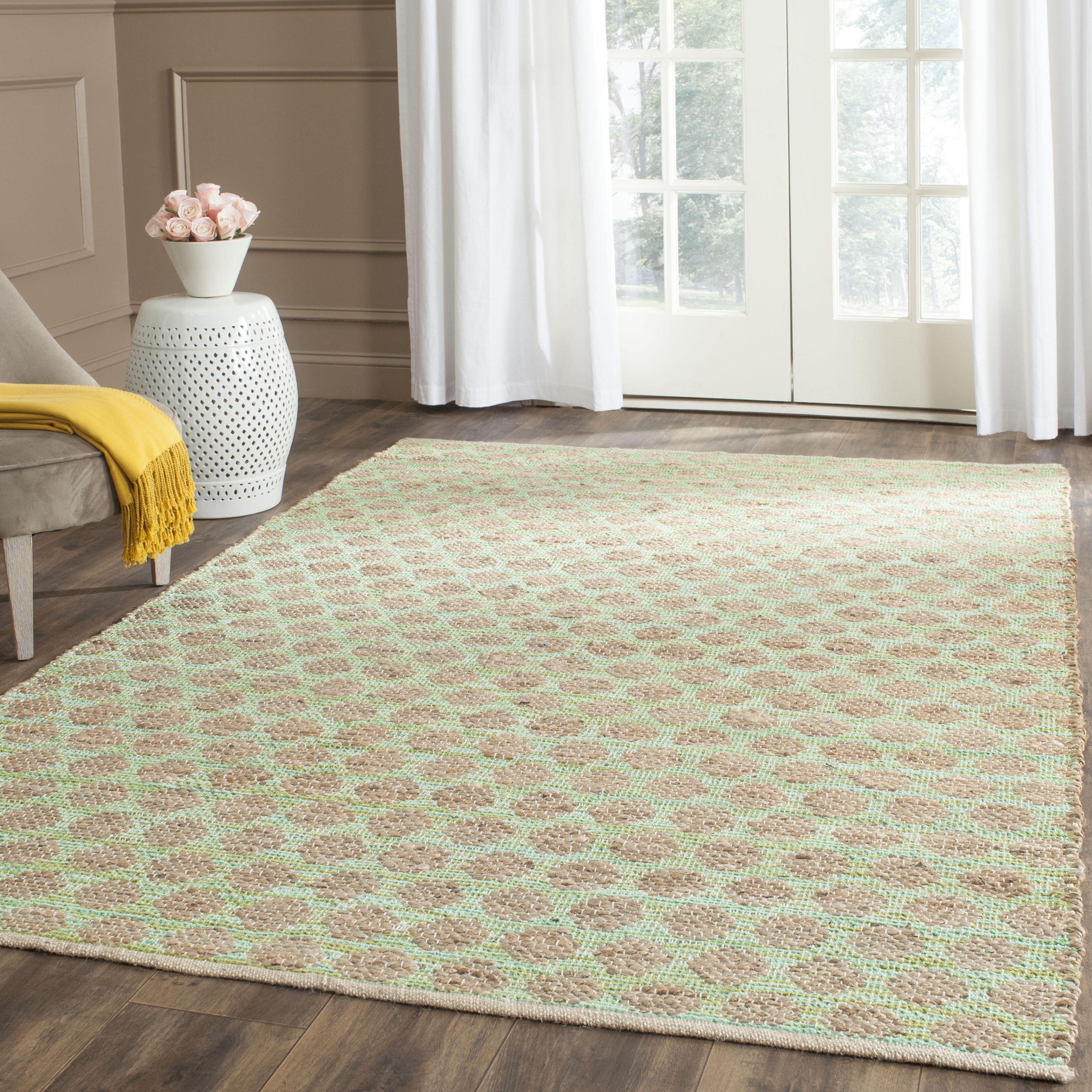 SAFAVIEH Cape Cod Machayla Geometric Area Rug, Green/Natural, 8' x 10'