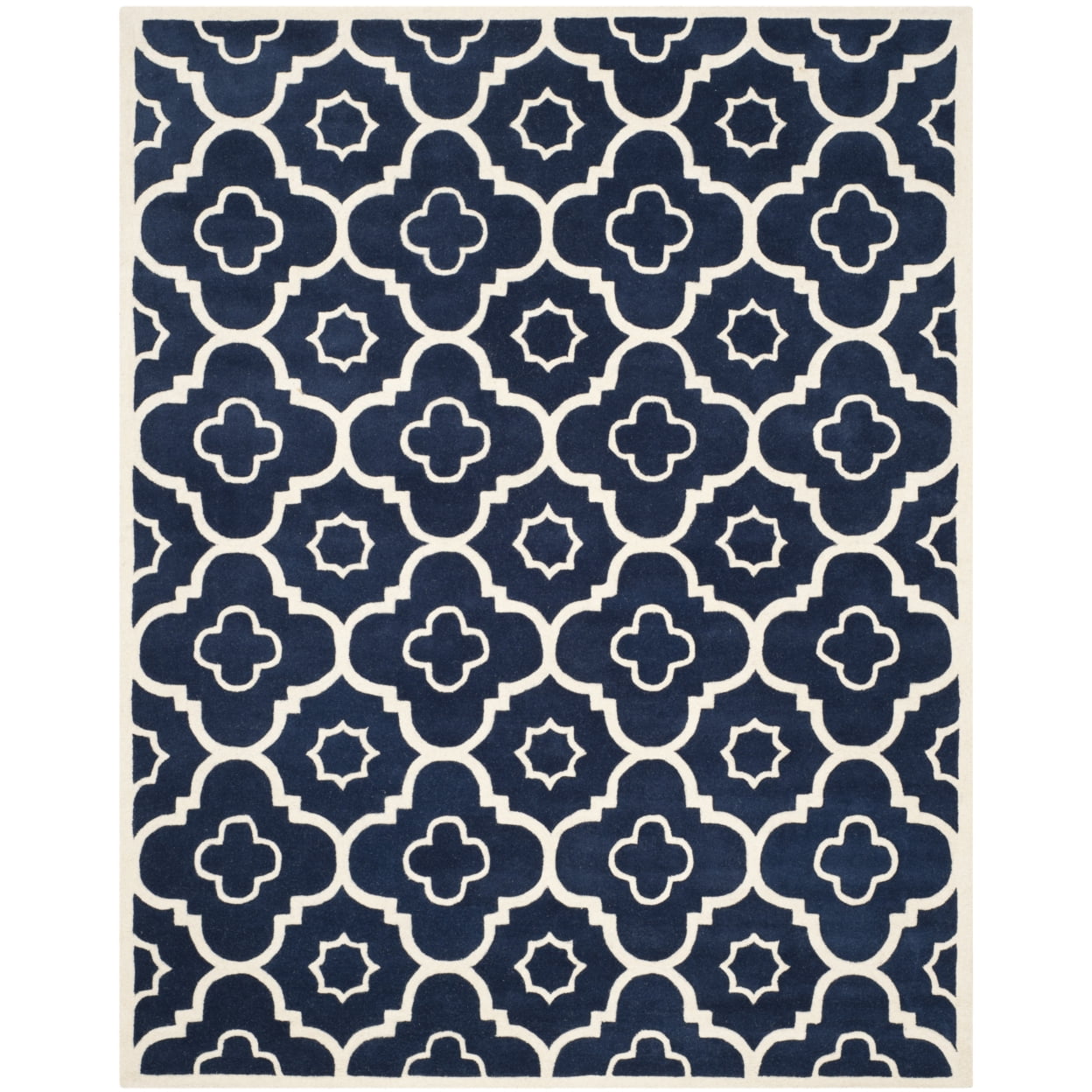 SAFAVIEH Chatham Diego Geometric Wool Area Rug, Dark Blue/Ivory, 8'9" x 12'