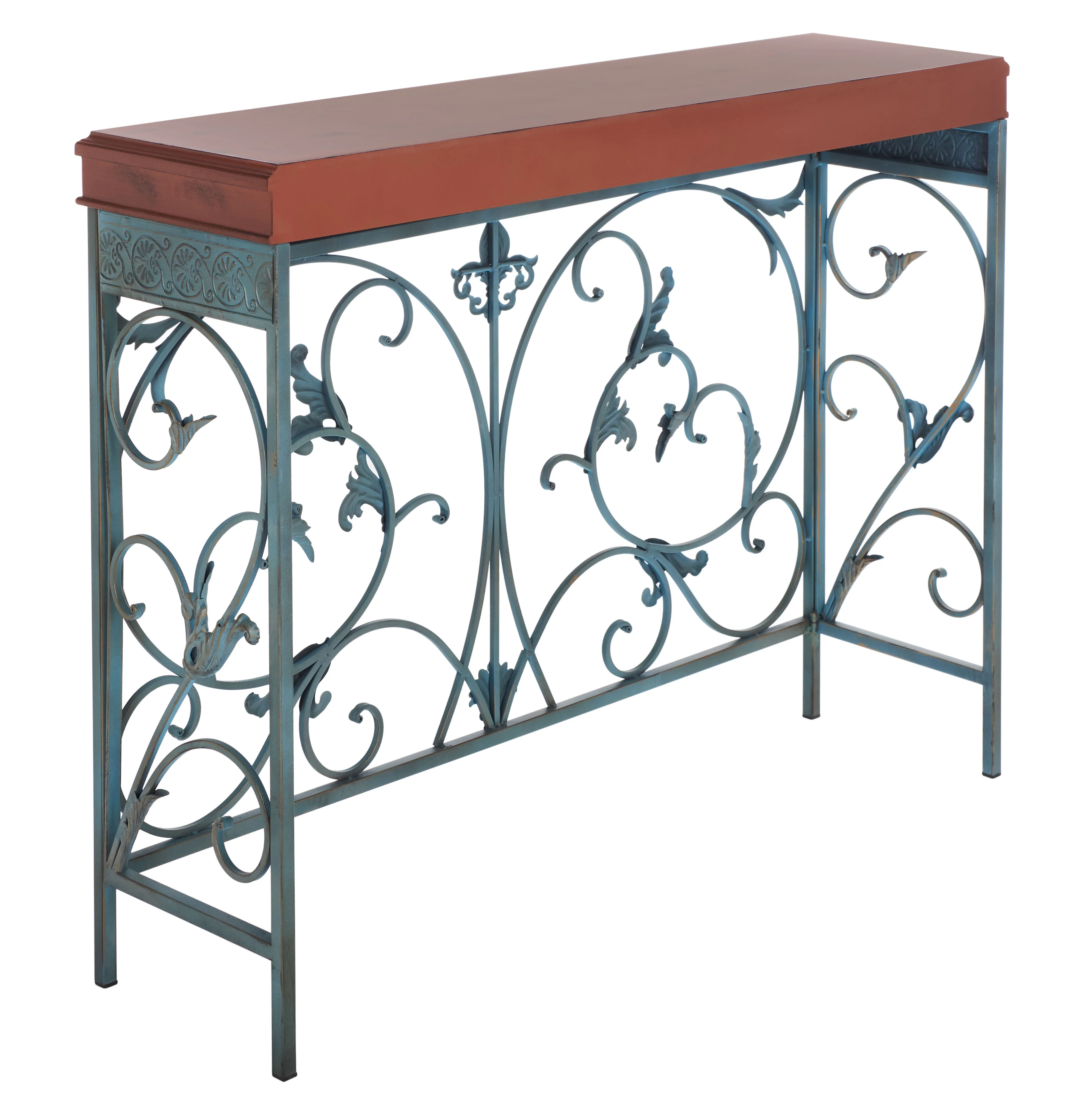 SAFAVIEH Cynthia Traditional Swirls Rustic Console End Table, Brown