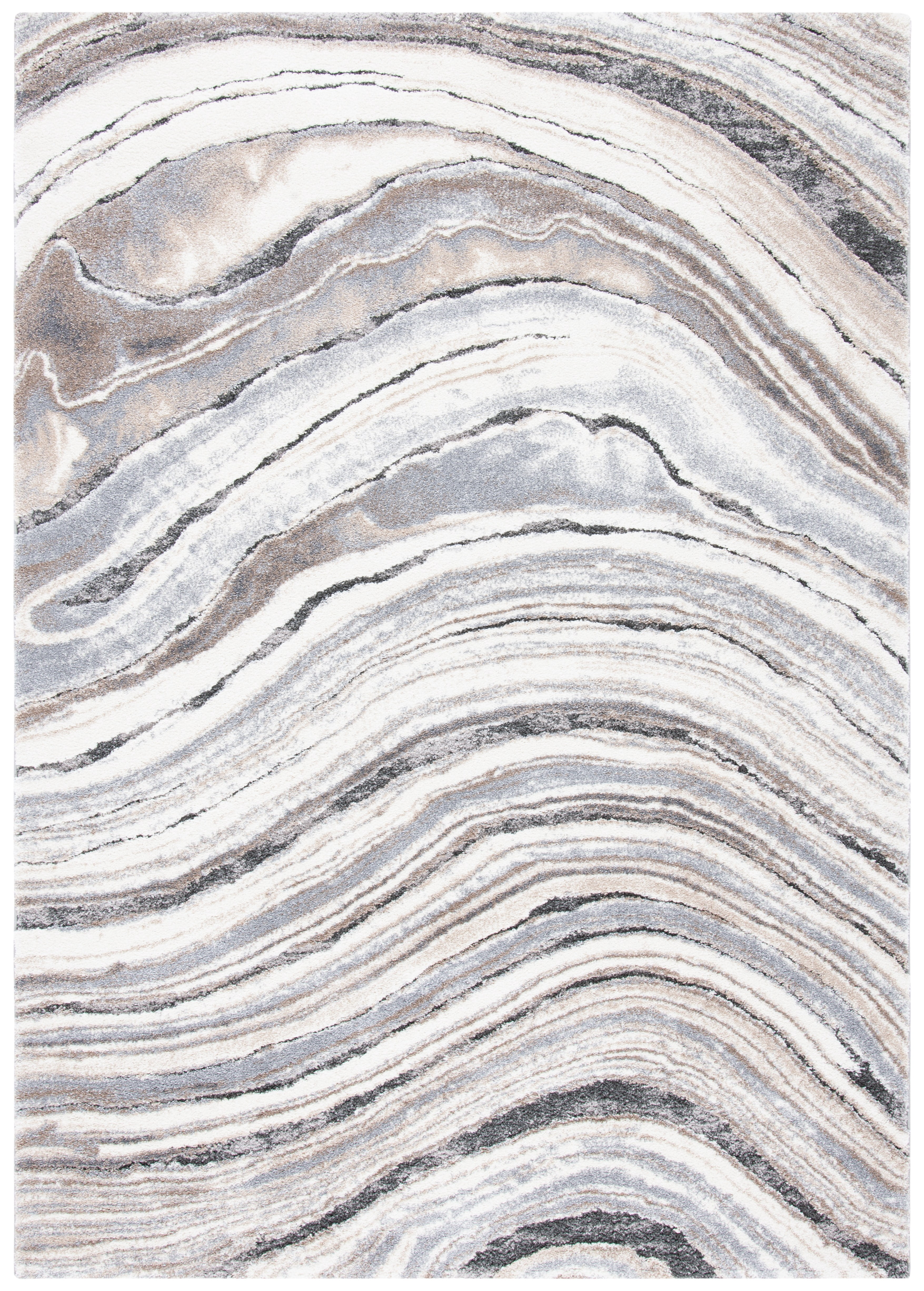 SAFAVIEH Cyrus Amelia Abstract Shag Area Rug, Ivory/Gray, 5'5" x 7'6"