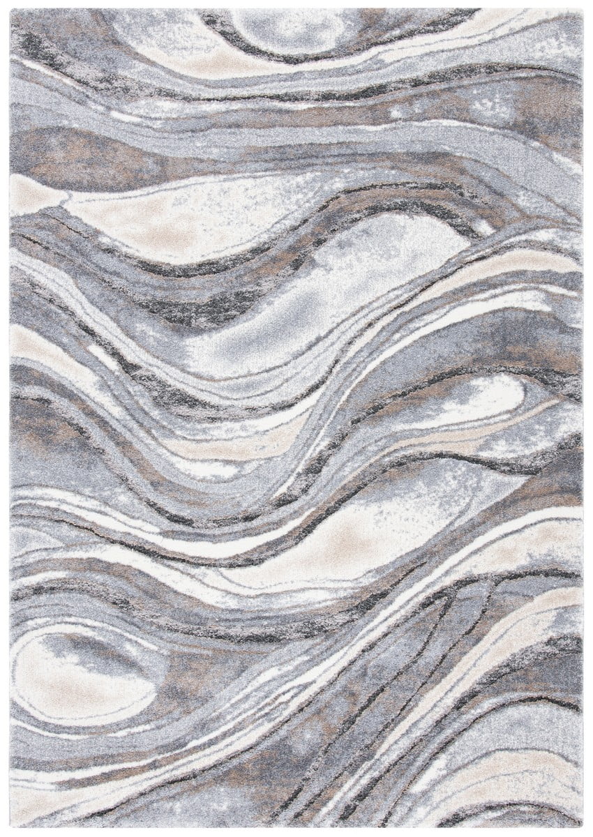 SAFAVIEH Cyrus Ifrit Abstract Shag Area Rug, 5'5" x 7'6", Grey/Beige