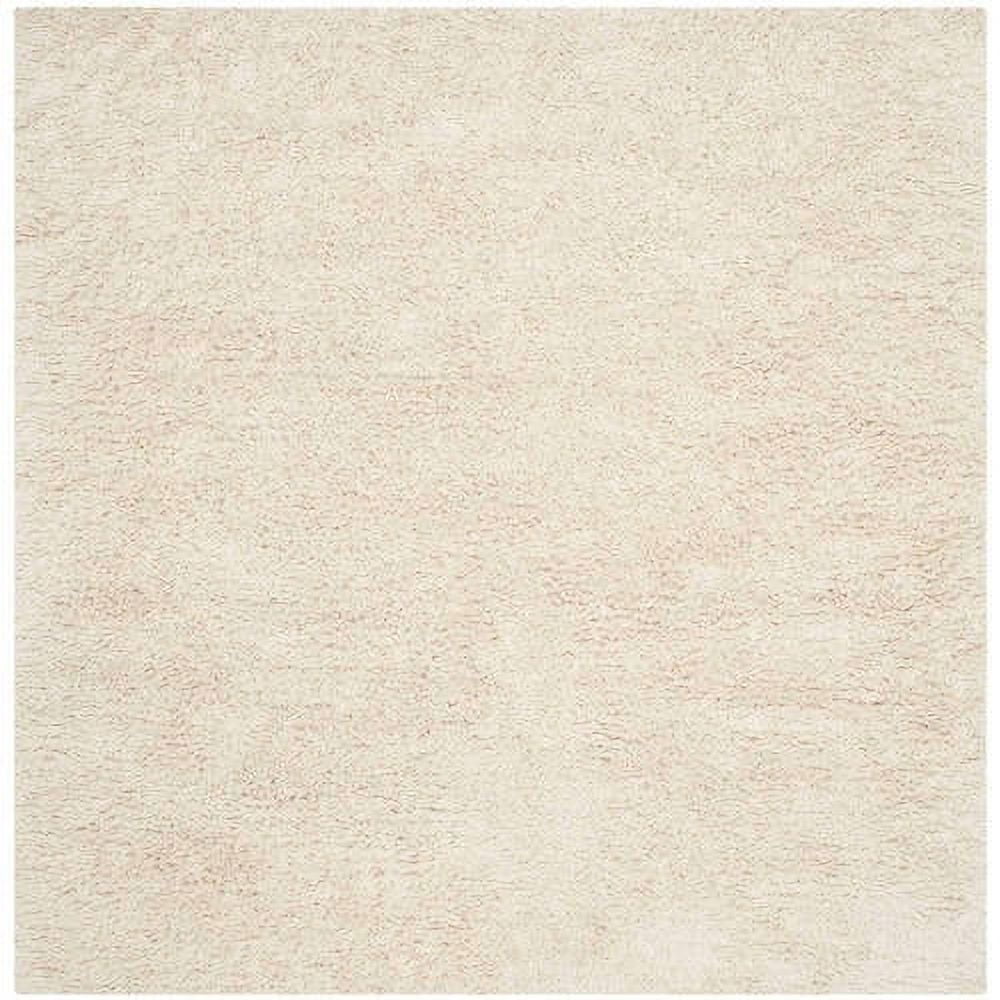 SAFAVIEH Collin Solid Plush Wool Shag Area Rug, Ivory, 6' x 6' Square