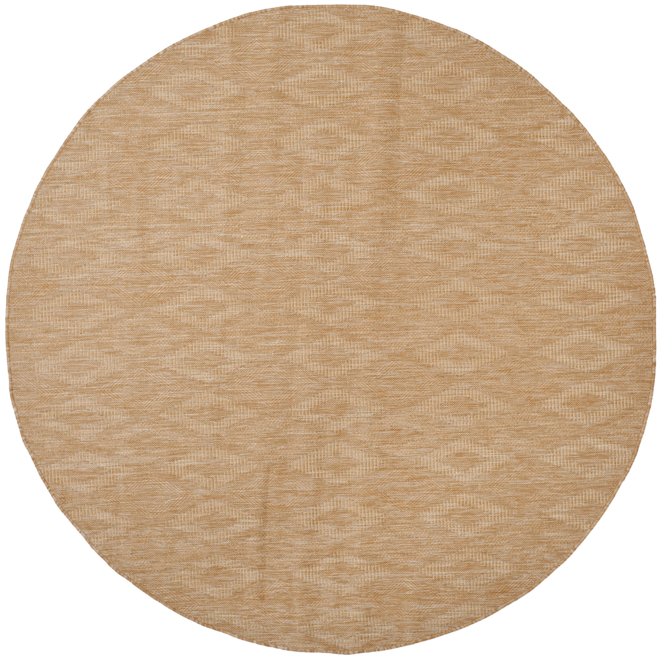 SAFAVIEH Courtyard Teodor Geometric Diamonds Indoor/Outdoor Area Rug, 6'7" x 6'7" Round, Natural